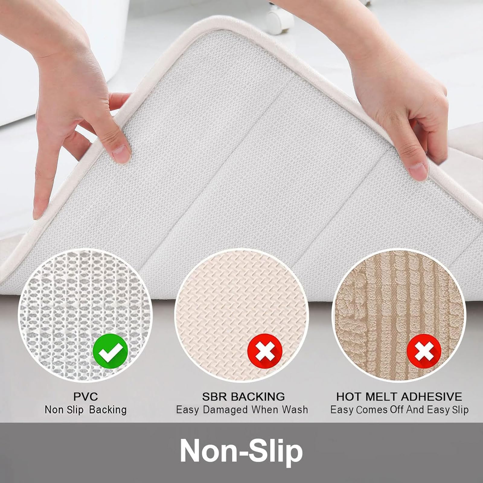 Buganda Memory Foam Bath Mat Rug, 34'' X 20'', Ultra Soft And Non-Slip Bathroom Rugs, Water Absorbent And Machine Washable Bath