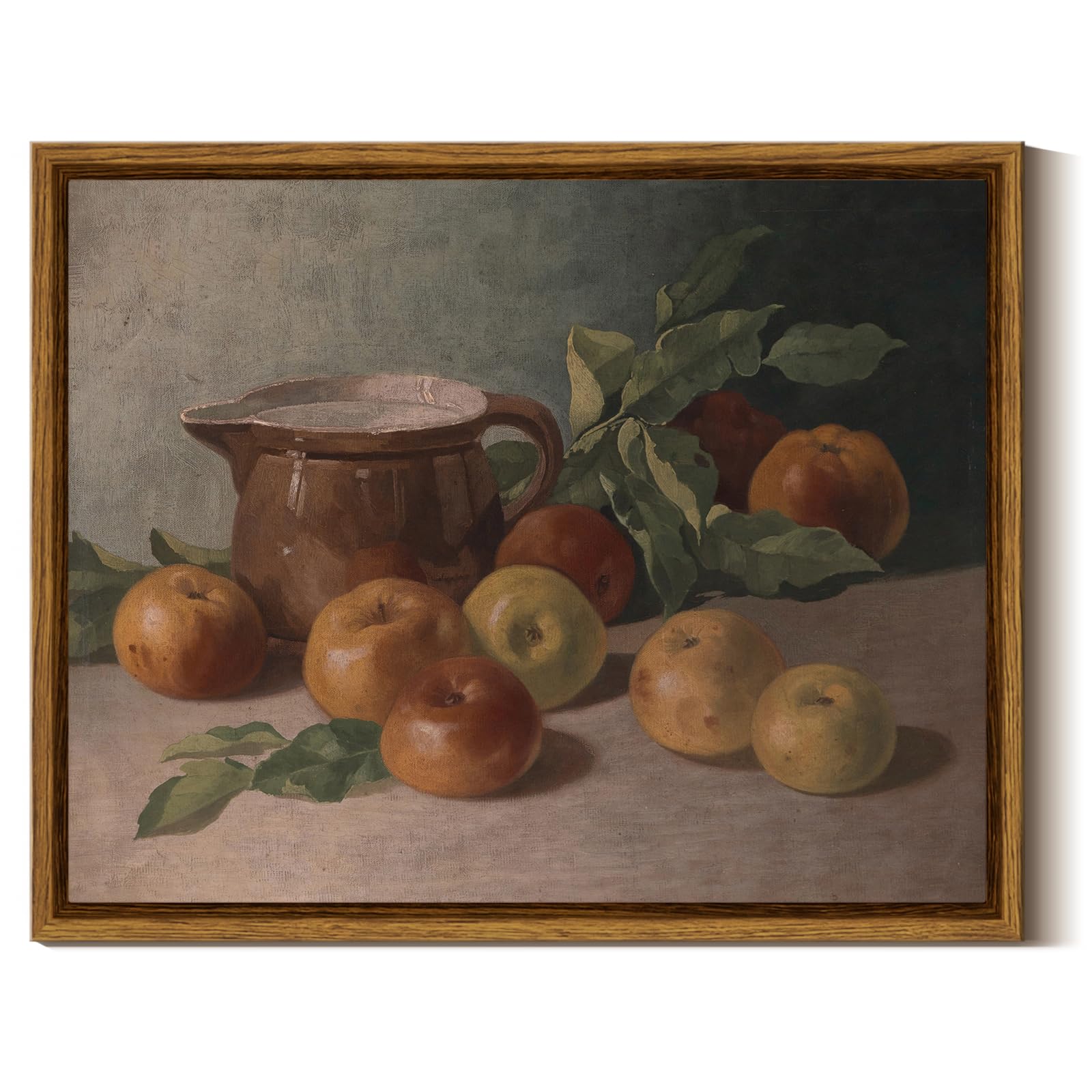 Insimsea Framed Canvas Wall Art Vintage Aesthetic Room Decor, Harvest Apples Still Life Oil Painting Artwork Abstract Wall Pictu