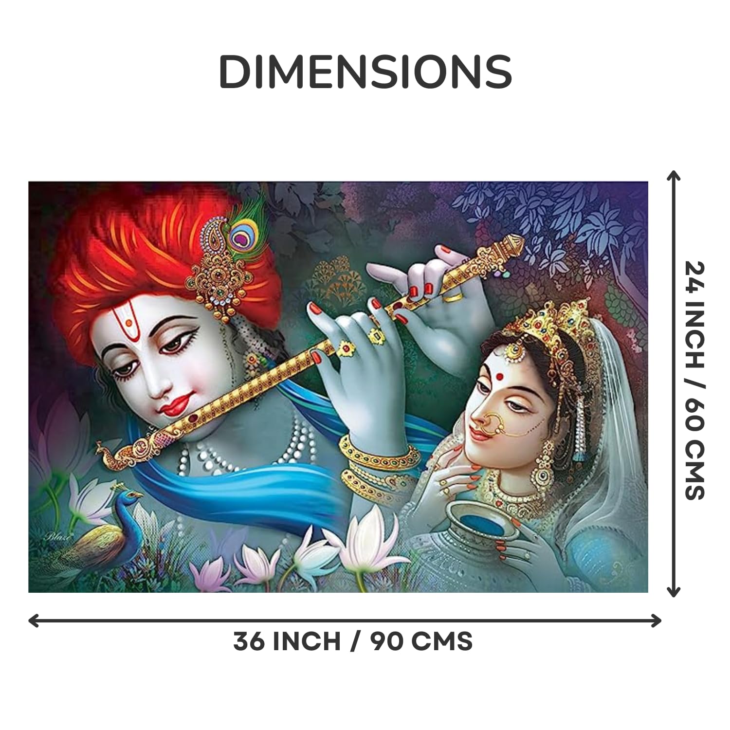 Masstone Radha Krishna Wall Painting | Home Decor Wall Painting (24x36 Inch) | Radha Krishna Painting for Wall Decoration | Wall