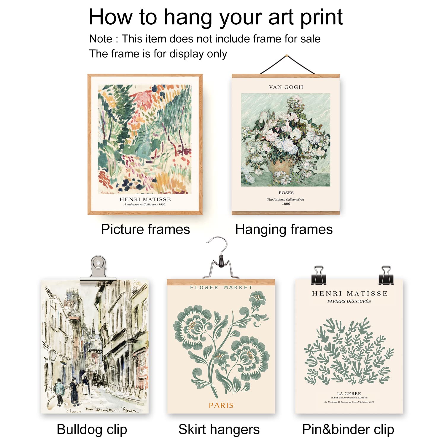 Sage Green Matisse Wall Art Prints Set Of 6 Canvas Vintage Eclectic Aesthetic Abstract Gallery Floral Van Gogh William Morris Fl