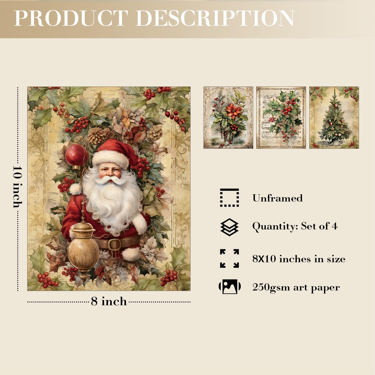 JXREQ Vintage Christmas Bathroom Wall Decor Prints,Retro Christmas Wall Art Decorations for Home Kitchen Bedroom Bathroom Living