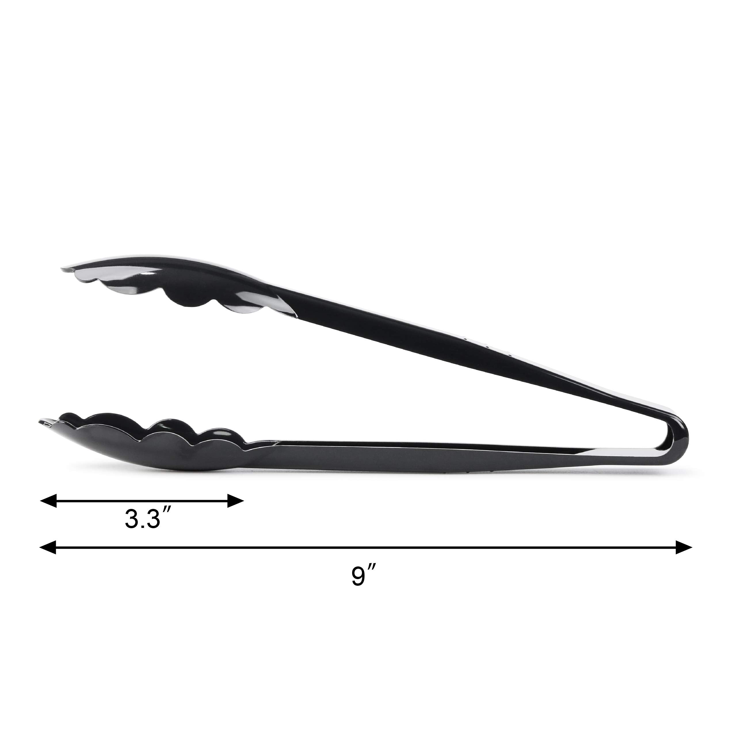New Star Foodservice 35636 Utility Tong, High Heat Plastic, Scalloped, 9 Inch, Set Of 12, Black