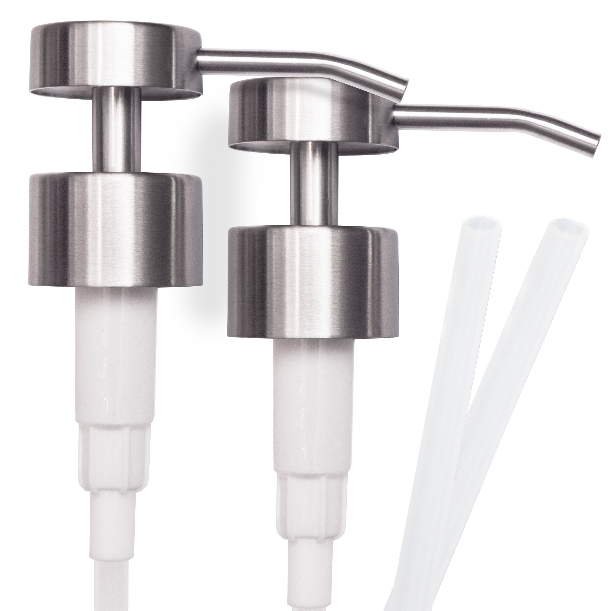 Top Home Store Stainless Steel FlatTop Soap Pumps, Brushed Nickel, 2Pack