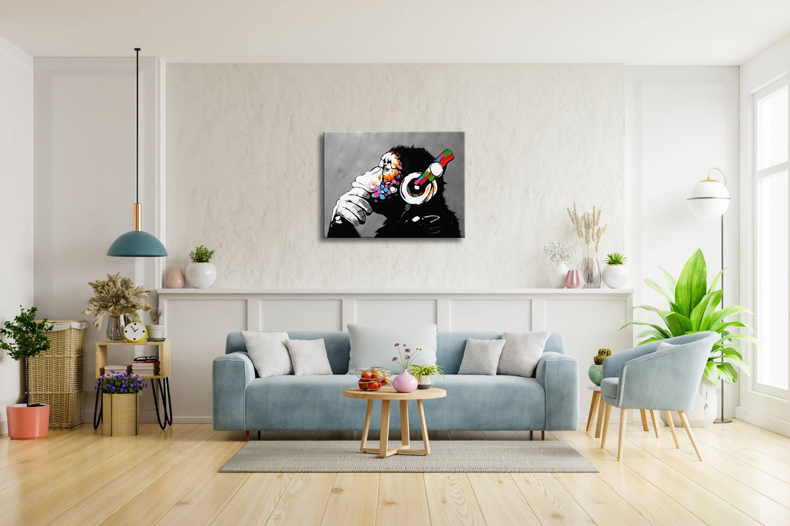 Wieco Art Cool Ape Banksy Graffiti Art Abstract Canvas Painting For Home Decor Canvas Wall Art For Living Room Decoration Animal