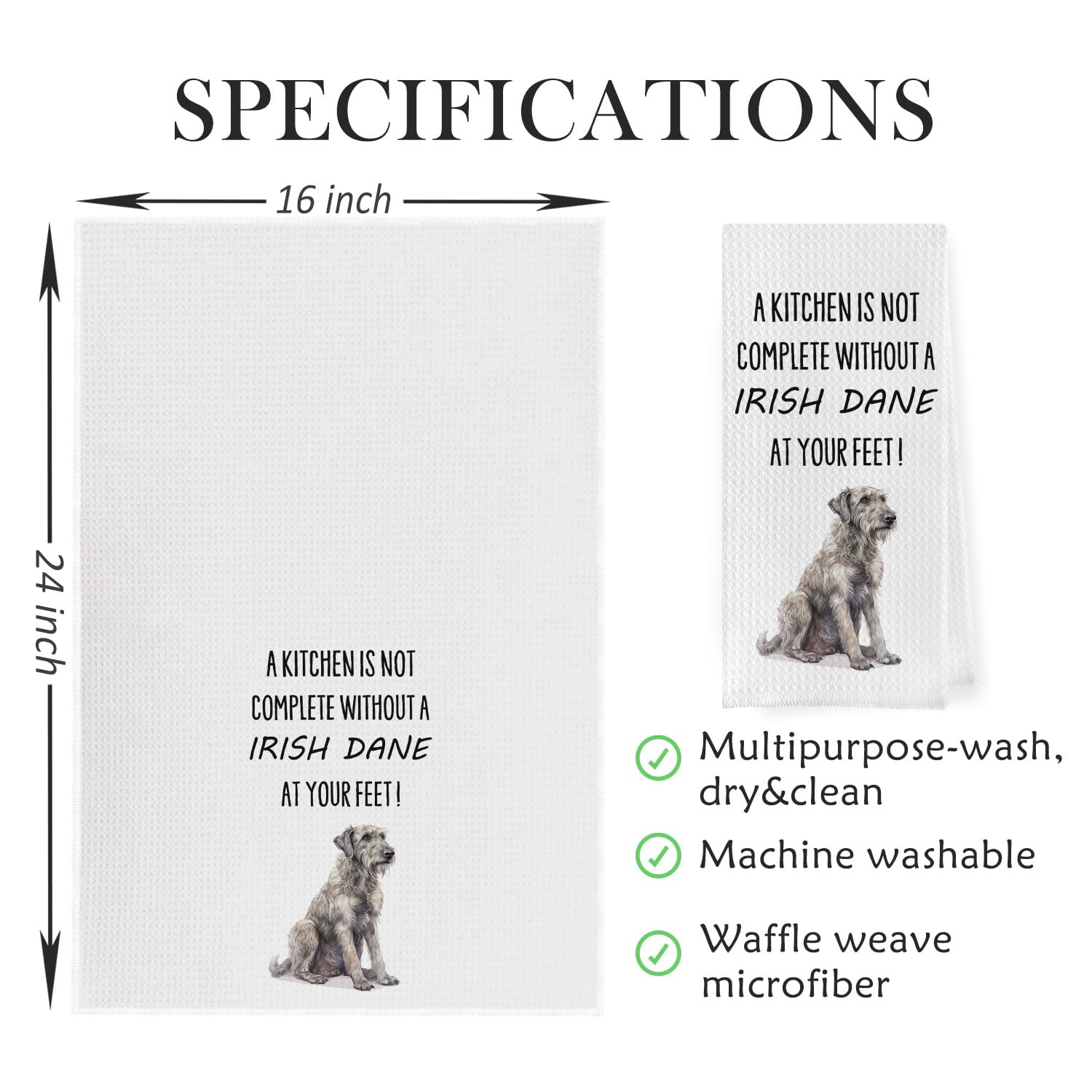 Geqtt Irish Dane Dish Towels - Funny Irish Dane Decorative Waffle Weave Kitchen Towels, Irish Dane Gifts Hand Tea Towels, Irish