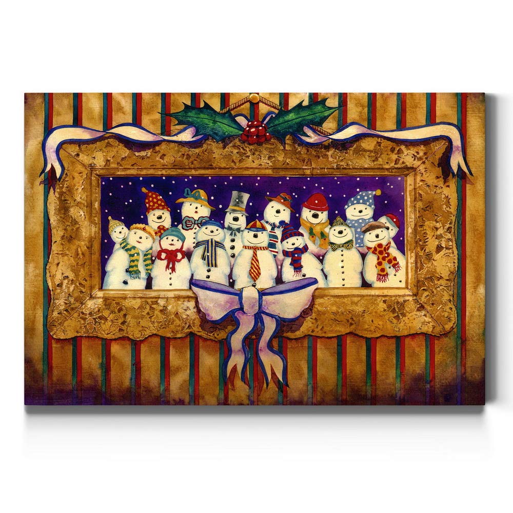 Renditions Gallery Canvas Christmas Wall Art Home Paintings & Prints Snowmen Family Gathering Glam Modern Wall Hanging Festival