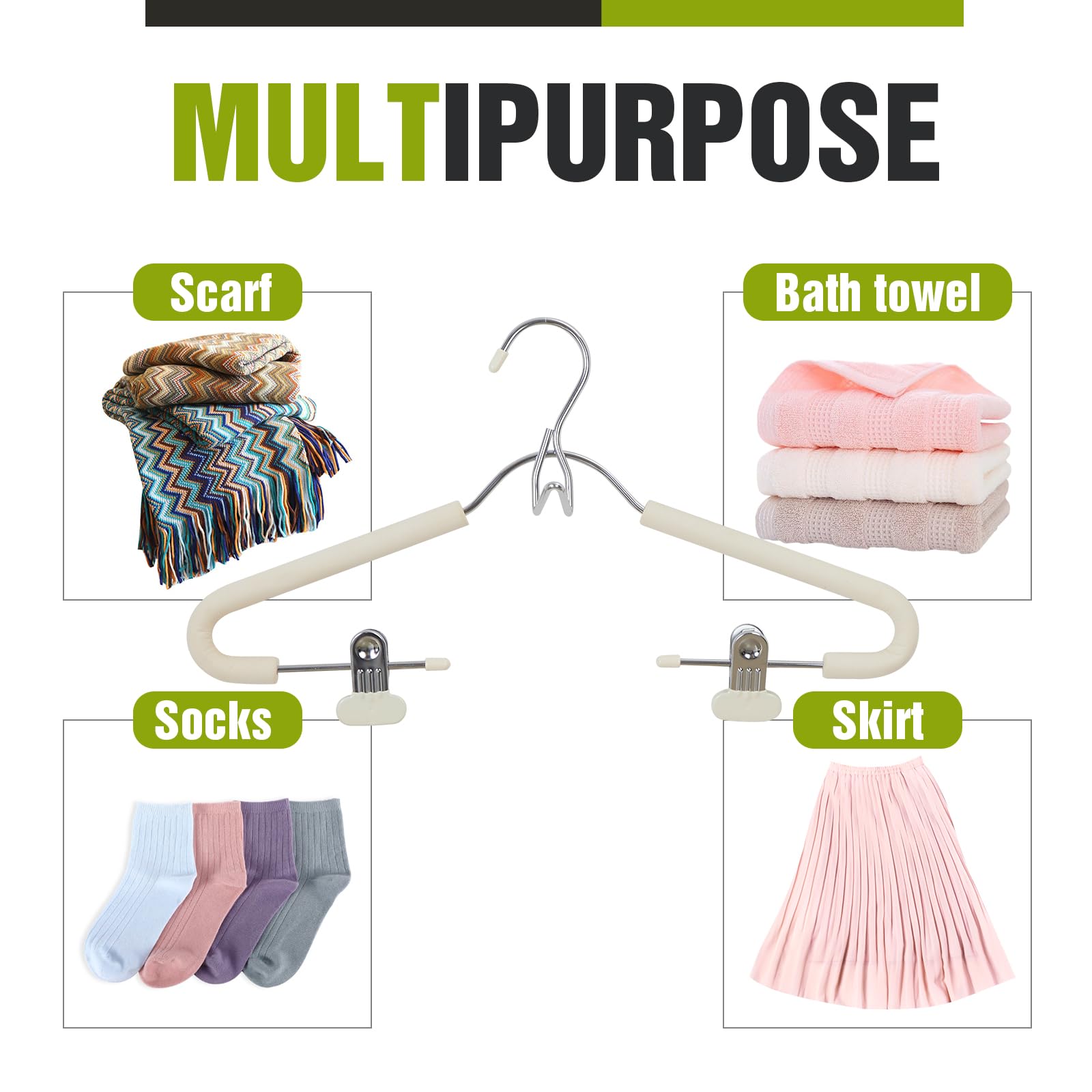 Spring Fever Foam Padded Clothes Hangers With Clips Hooks - Sponge Non Slip Chrome Plating Heavy Duty Space Saving For Women Men