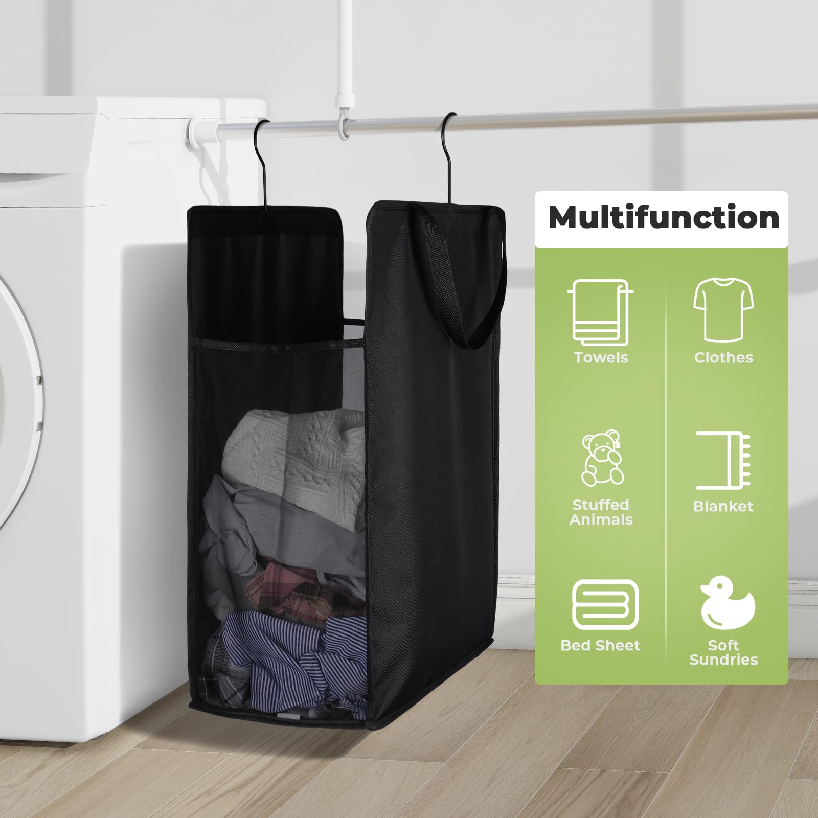 Fentec Hanging Laundry Hamper, Hanging Laundry Basket, Slim Laundry Hamper Bag With Handles, Portable Hanging Closet Hamper, Mes