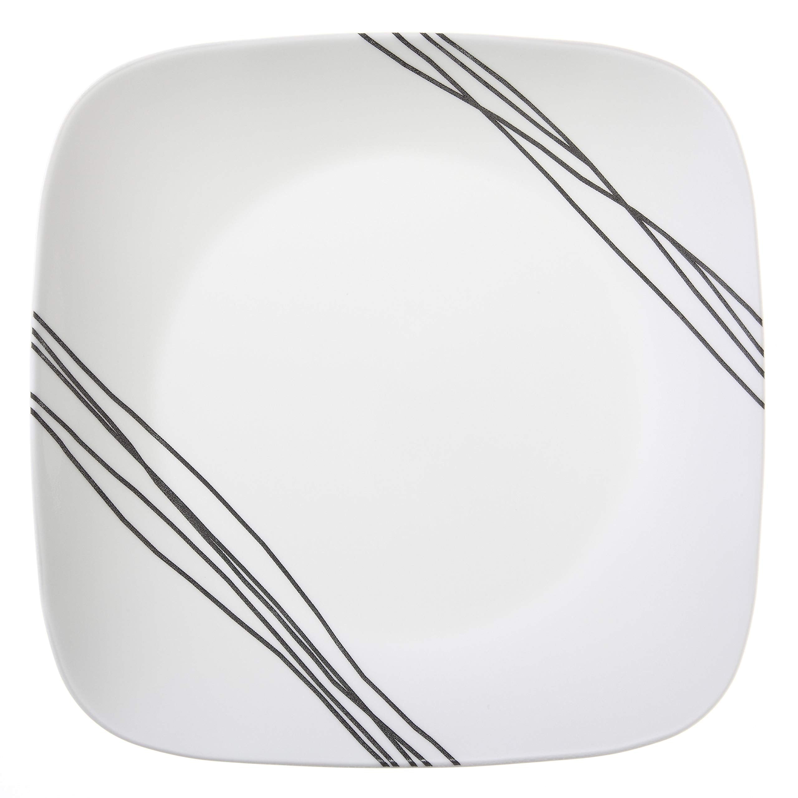 Corelle Vitrelle 18-Piece Service for 6 Dinnerware Set, Triple Layer Glass and Chip Resistant, Lightweight Square Plates and Bow