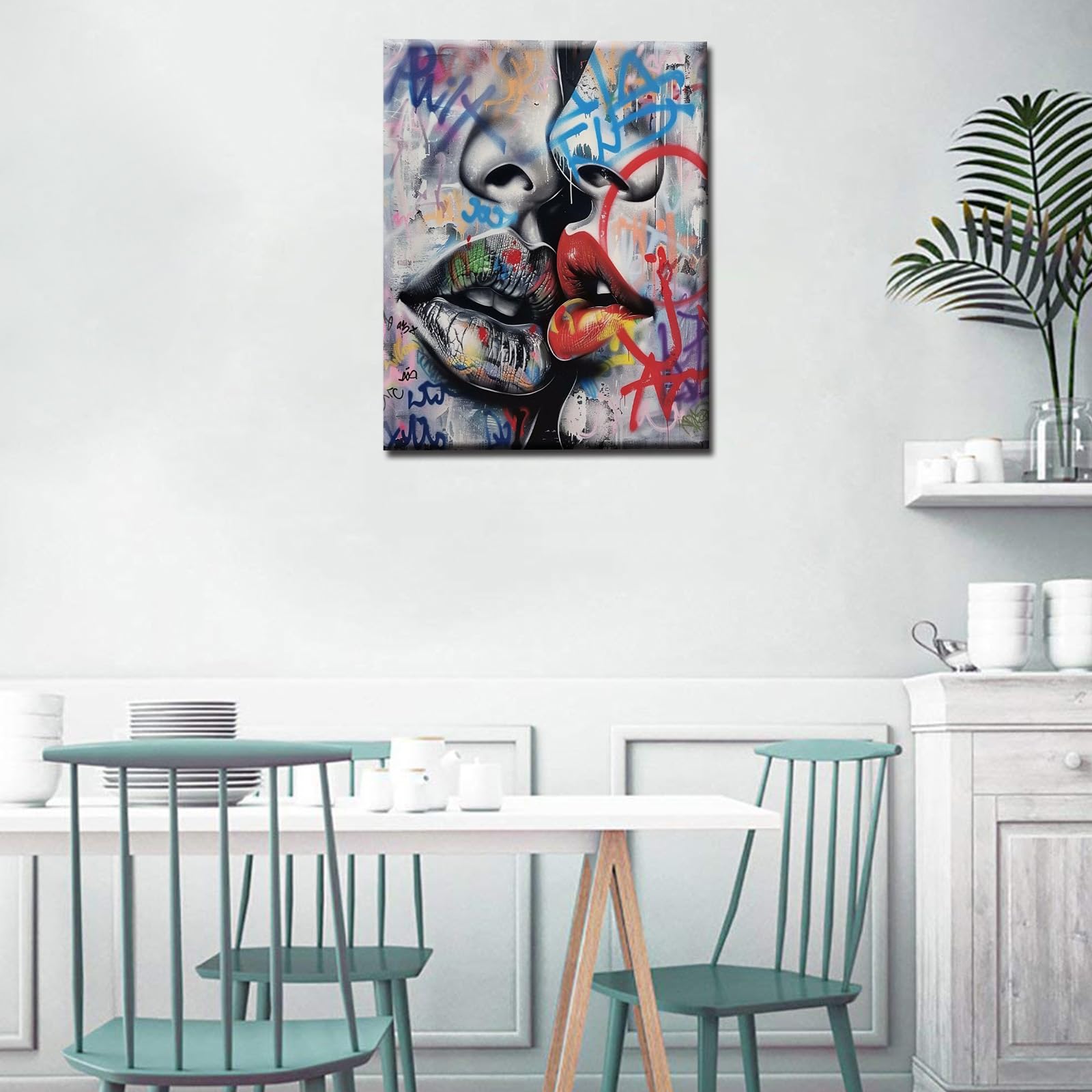 Tucocoo Couple Kissing Graffiti Diy Oil Painting By Numbers For Adults Wall Decor Gift 16''X20''
