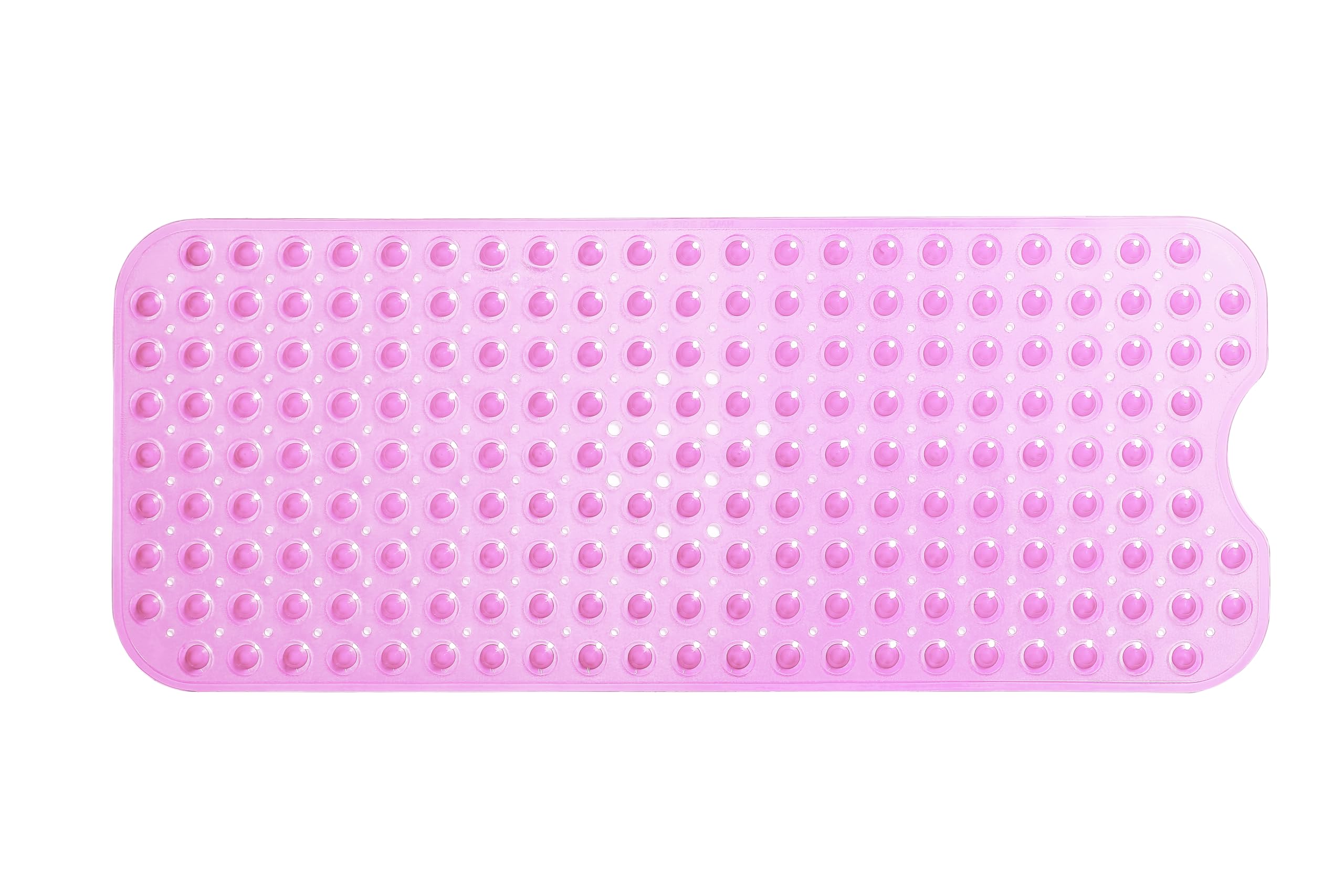 TIKE SMART Extra-Long Non-Slip Bathtub & Shower Mat 39?x16? (Smooth/Non-Textured Tubs Only) Safe  Clean  Machine-Washable  Superior Grip&Drainage  Vinyl  Transparent Pink