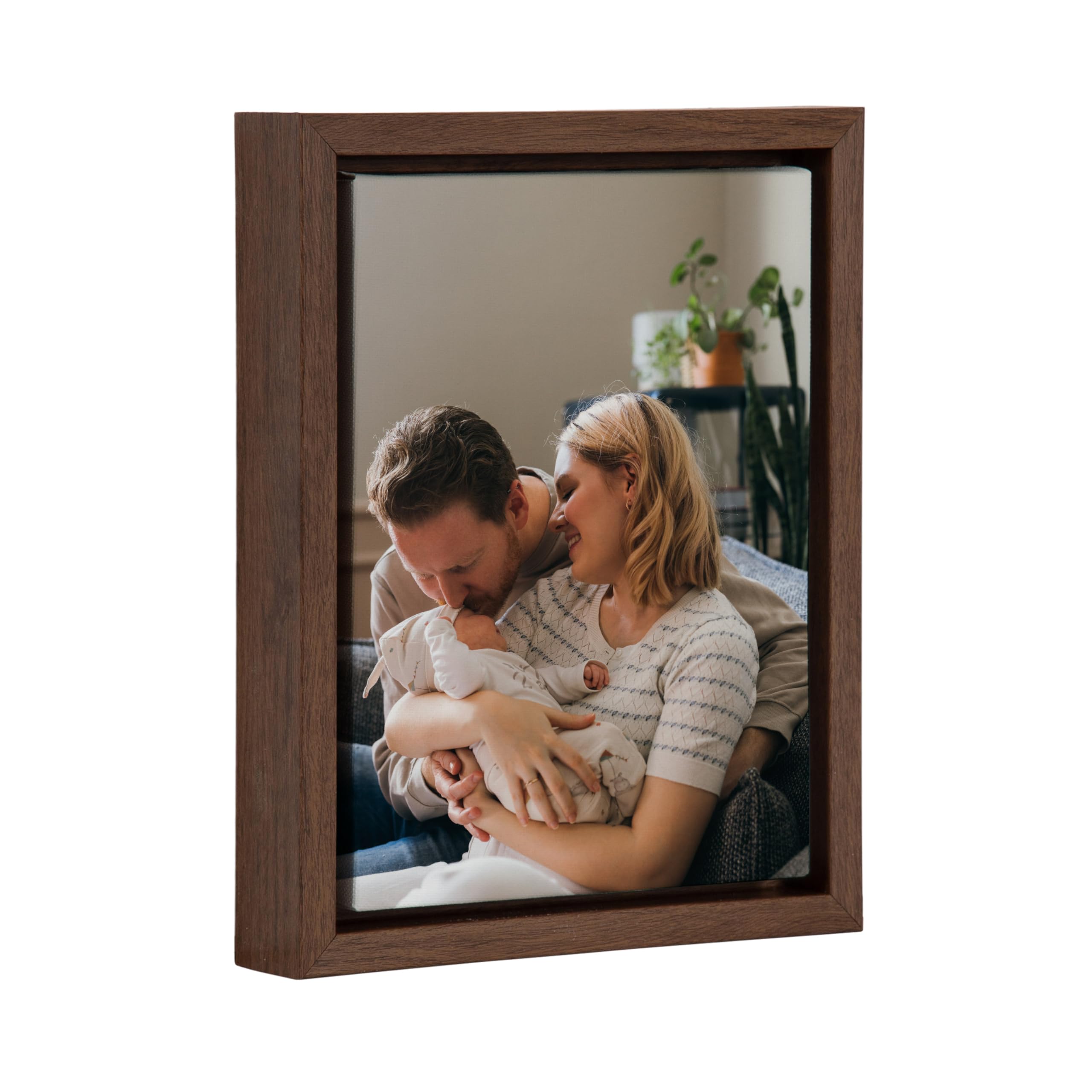 Kate And Laurel Custom Printed Framed Canvas Wall Art, 8X10 Brown, Sylvie Personal Canvas Print With Your Photos For Bedroom Or