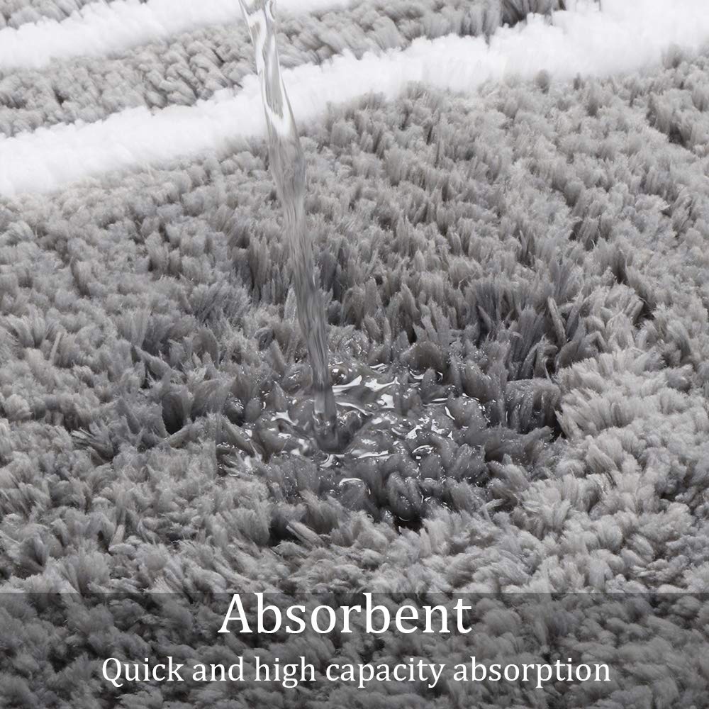 Uphome Bathroom Runner Rug Gray Non-Slip Long Bath Mat Soft and Water Absorbent Bath Rug Machine Washable Fluffy Microfiber Floor Mats for Bathroom Tub Sink Shower 20x59 inch