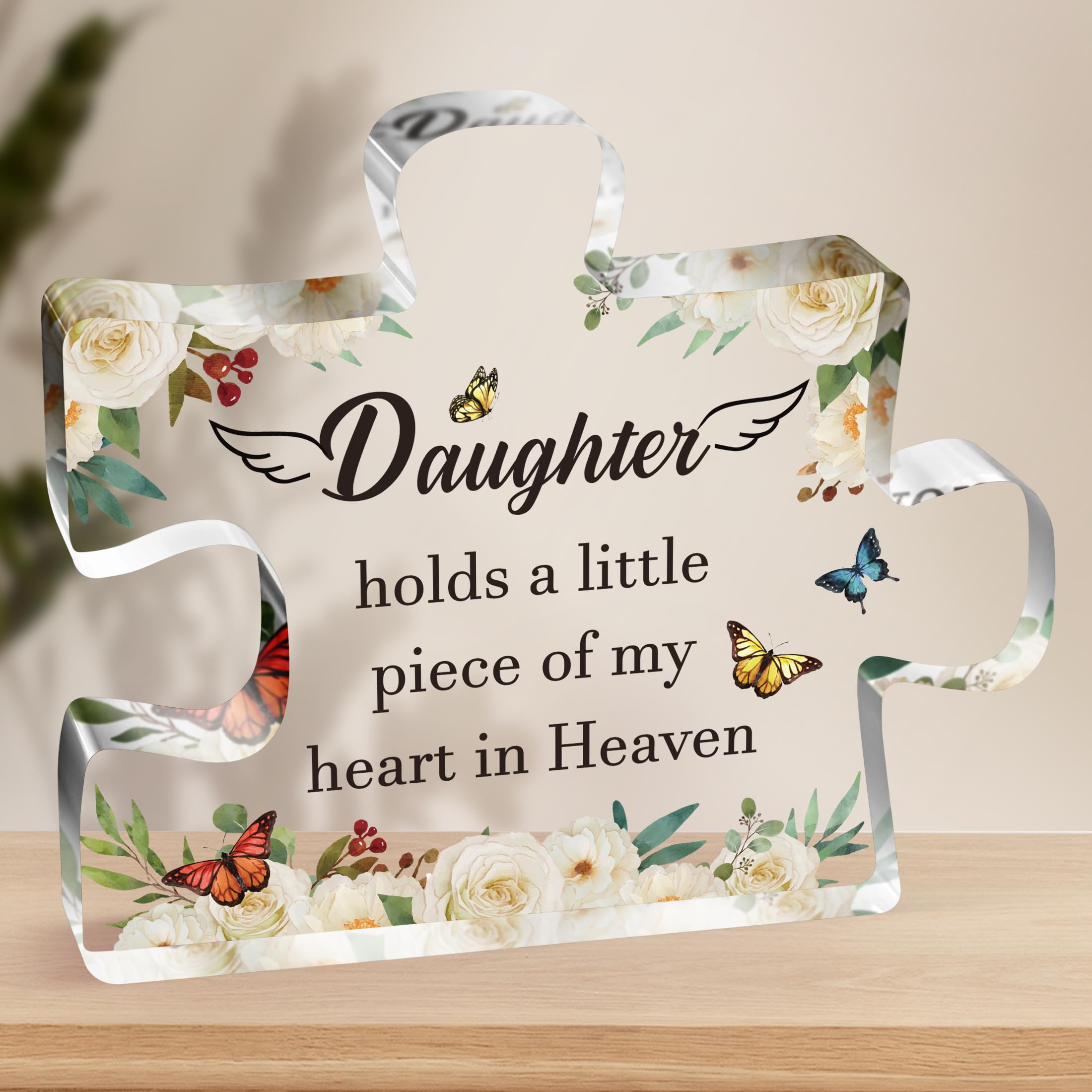 Memorial Gifts for Loss of Daughter,Sympathy Gift Acrylic Puzzle Plaque,Bereavement Gifts for Loss of Daughter,Condolence Gifts 
