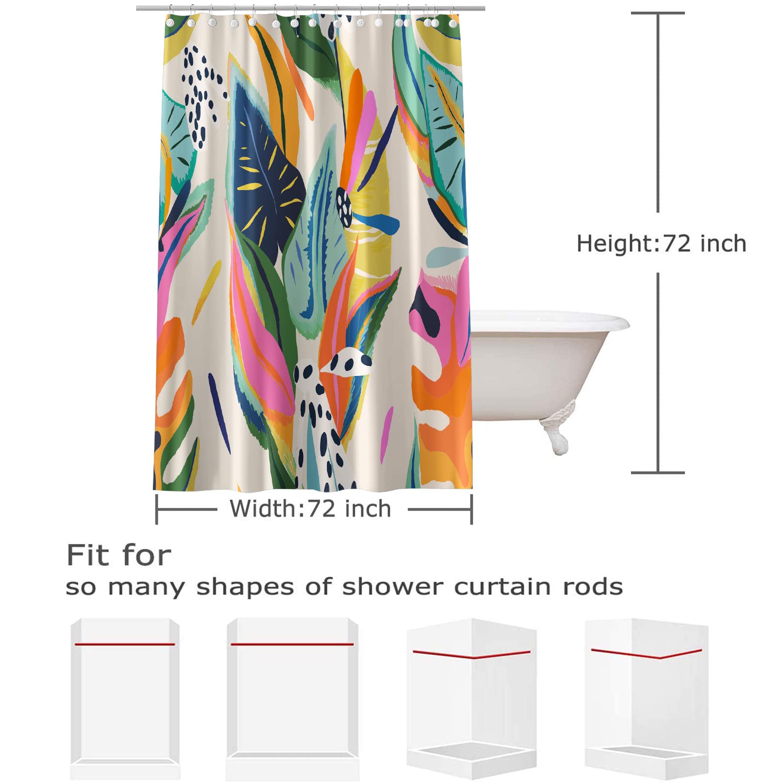 Alalal Abstract Art Shower Curtains For Bathroom, Polyester Fabric Shower Curtain Sets With 12 Hooks, Waterproof Modern Bathroom