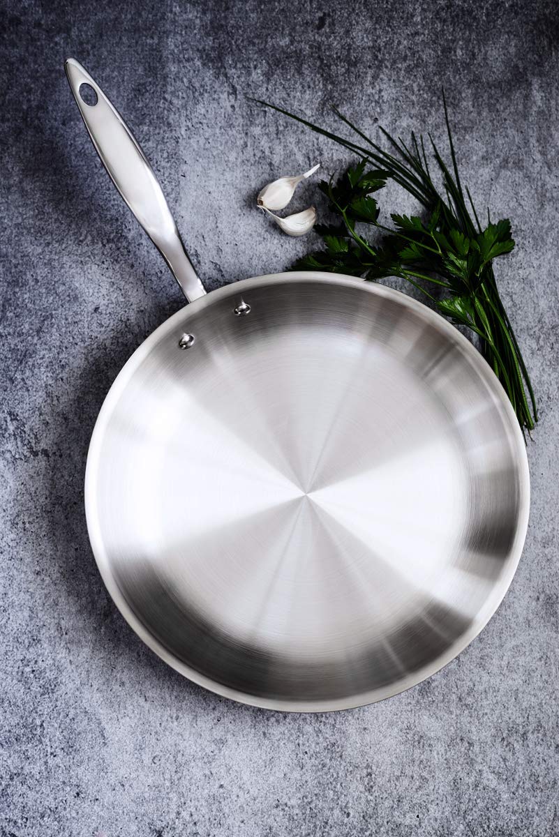 Heritage Steel 12 Inch Fry Pan | Made In Usa | Titanium Series | 316Ti Skillet With Stay Cool Handle | Fully Clad Stainless Stee