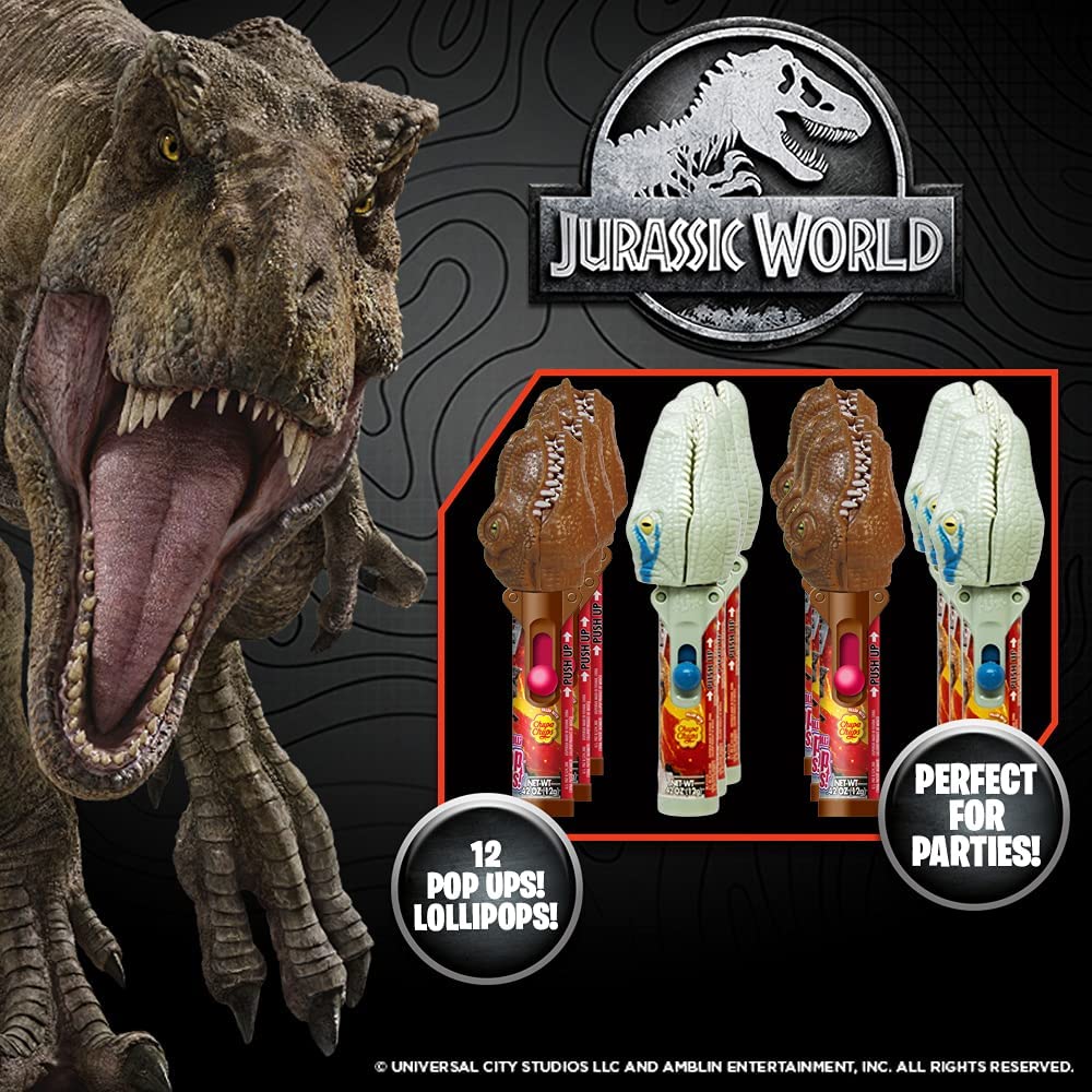 Pop Ups! Jurassic World Lollipop Holder | Gift For Halloween, Jurassic Park Fans | Bulk Set Of 12 | Lollipops Included