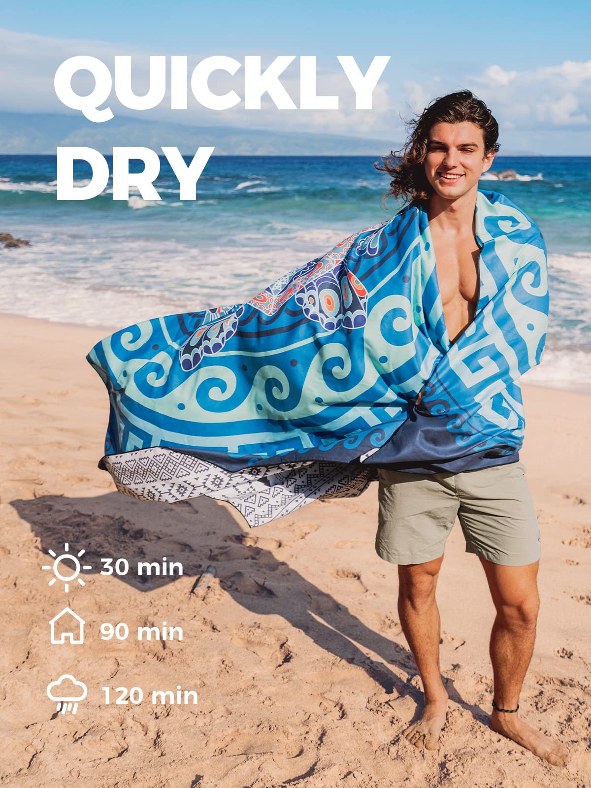 OCOOPA Microfiber Beach Towel Fast Drying  Extra Large 71'' x 32'' Sand Free Beach Towel Super Lightweight Towels for Swimming Pool  Camping  Picnic  Yoga Gym Sports