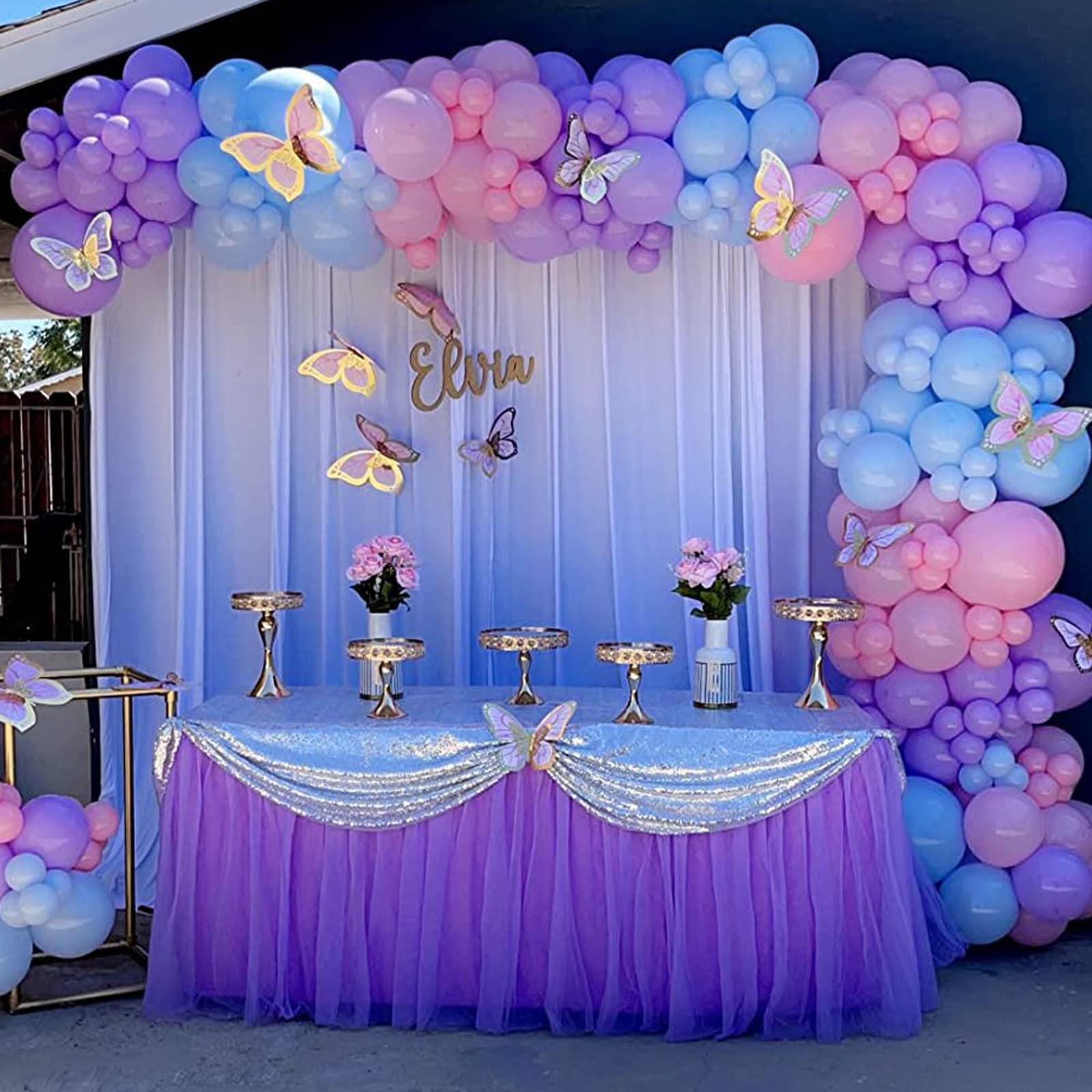 Suppromo Purple Tulle Table Skirt Tutu Table Cloth For Rectangle Tables Or Round Tables For Baby Shower Girl Mermaid Birthday Pa