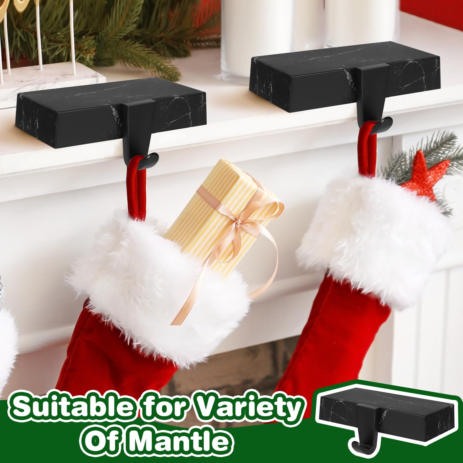 WYTAOHZL 6PCS Christmas Stocking Holders Mantle Stocking Hangers Hooks Holder for Mantle Metal Hangers for Fireplace Stair Indoo