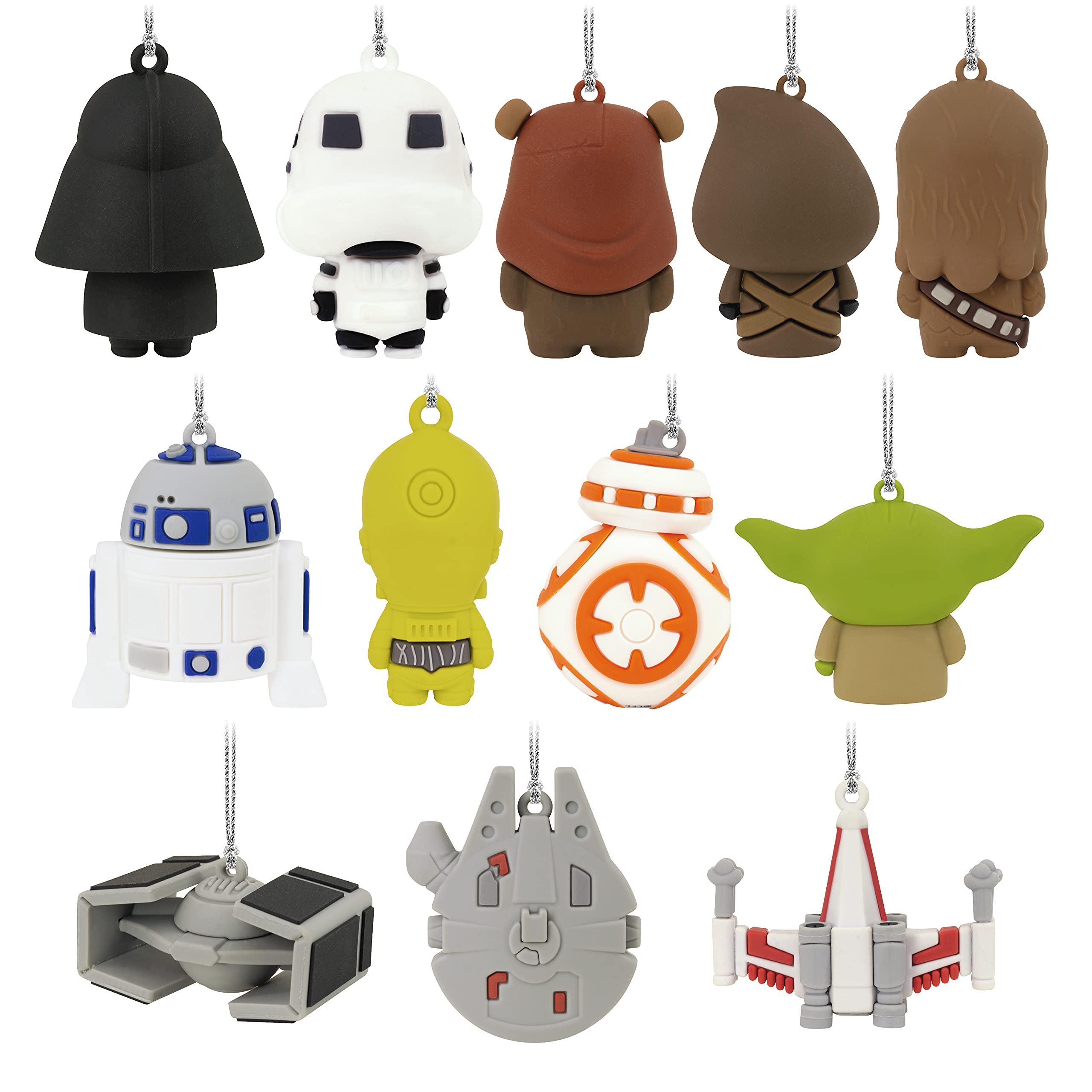 Hallmark Star Wars Countdown Calendar Miniature Christmas Tree Set With 12 Mini Ornaments, (0002HCM9186)