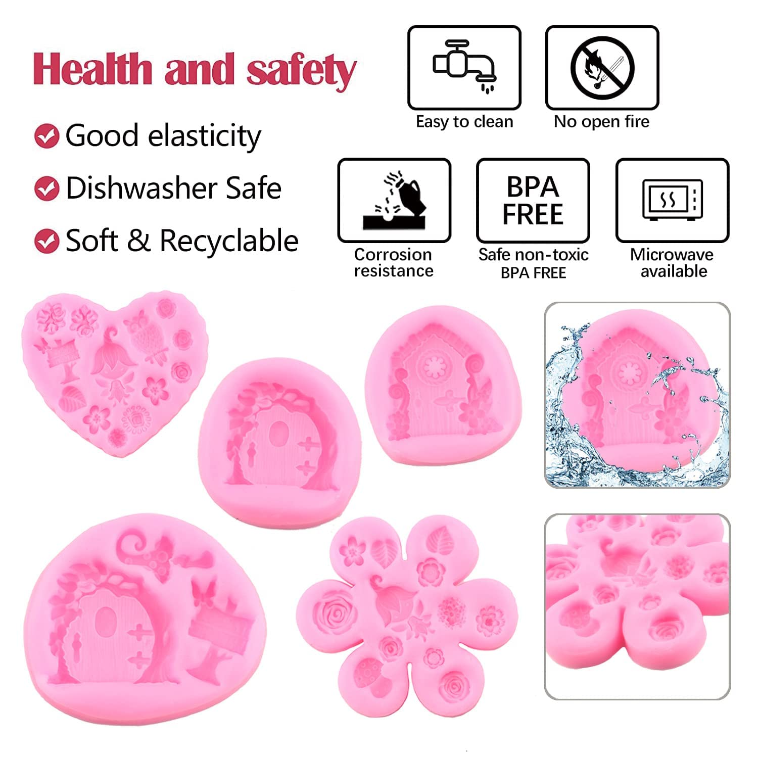 Zixiang Enchanted Vintage Fairy Garden Fairy Gnome Home Door Window Silicone Molds Flower Leaf Mushroom Fondant Mold For Rose Ca