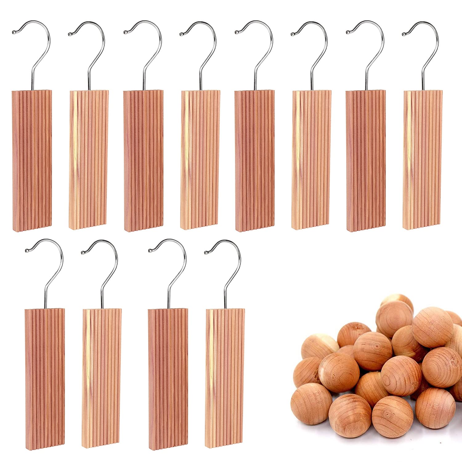 Cedar Hyde Cedar Blocks For Clothes Storage | Cedar Hang Ups & Cedar Balls | Clothes Protection & Deodorizer | 22 Pieces, 12 Ced