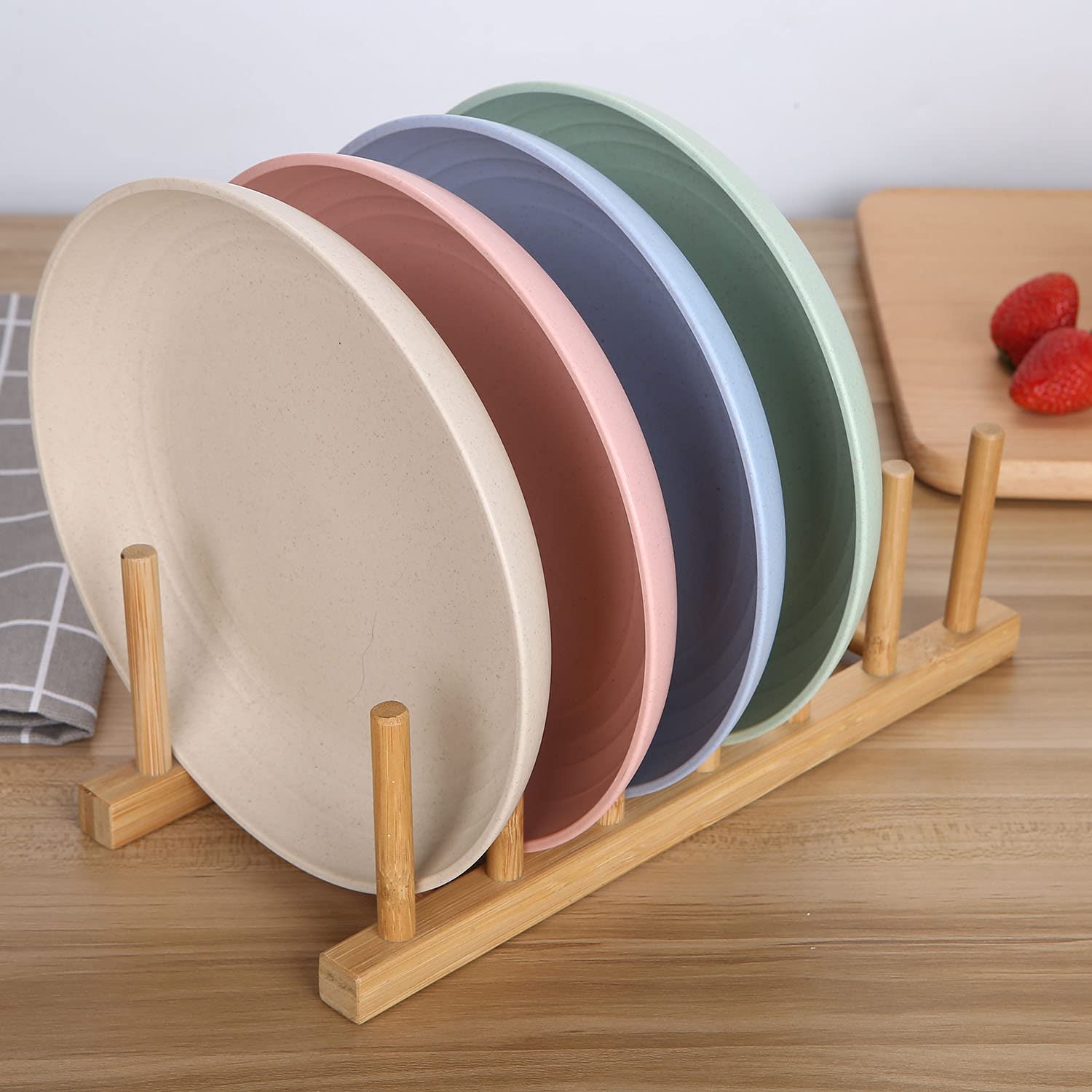 Luckyzone 7.8 Inches Unbreakable Wheat Straw Plates - Reusable Plate Set - Dishwasher & Microwave Safe - Perfect For Dinner Dish