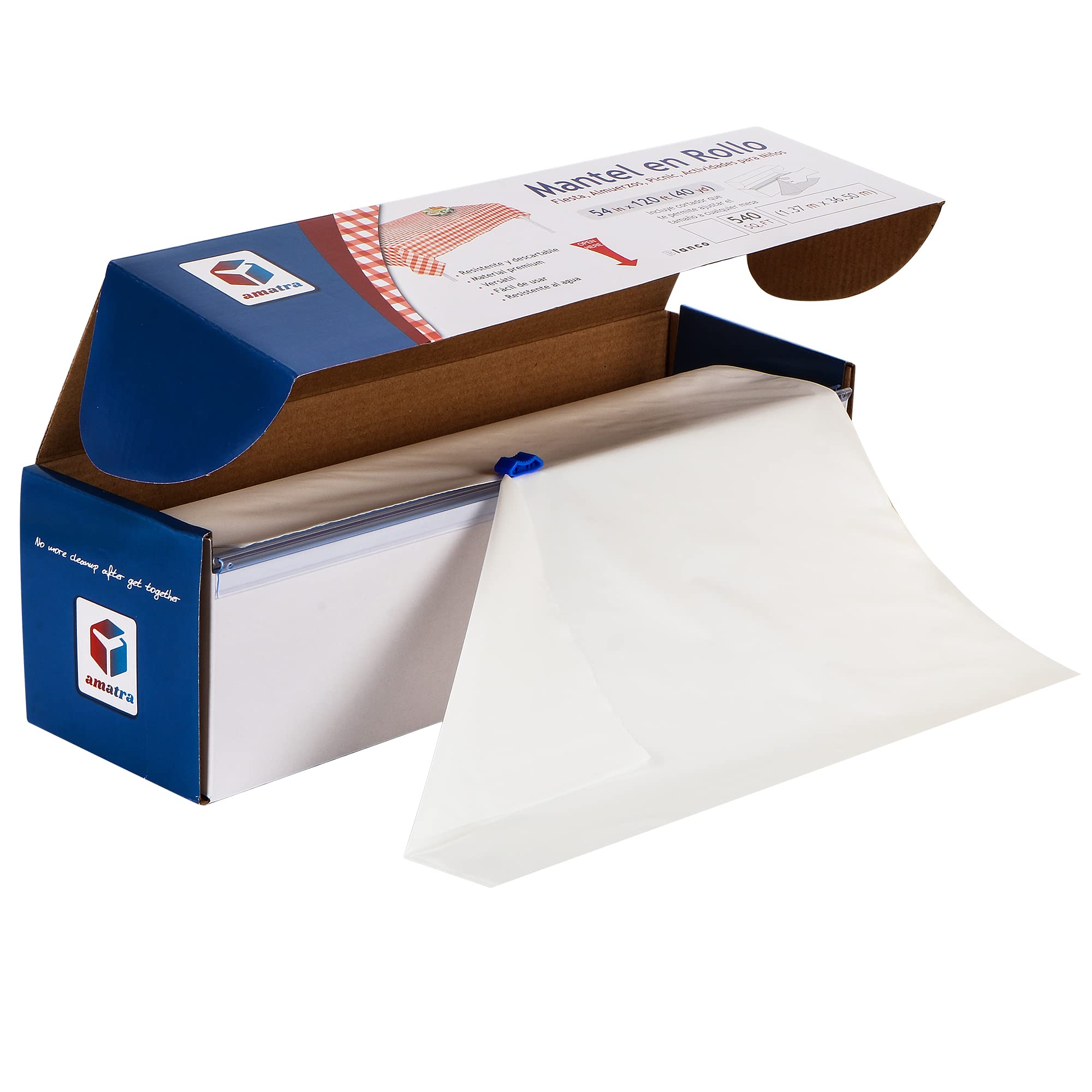 Amatra - All-Purpose Plastic Table Cover Roll, Alternative To Regular Table Cloth, Disposable Table Cover, Plastic Table Cloth W