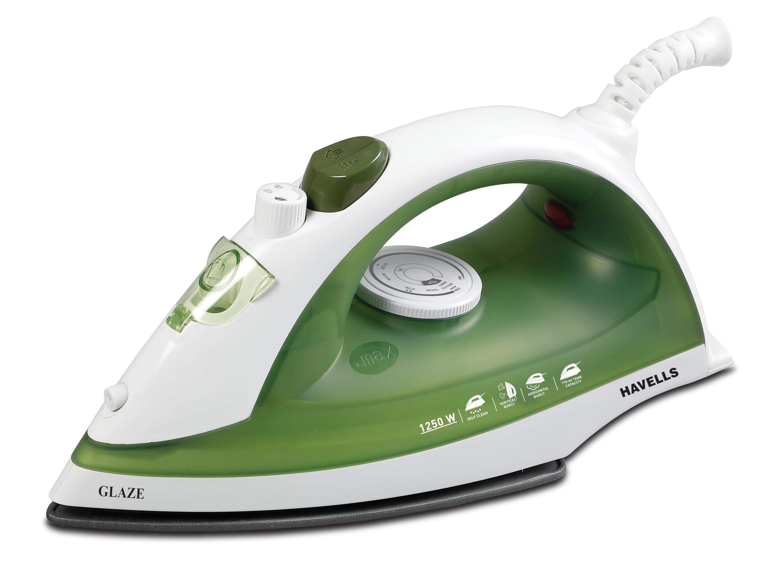 Havells Glaze 1250 Watts Steam Iron With Self Cleaning Function|Vertical & Horizontal Ironing|170 Ml Tank For Longer Ironing|Hig