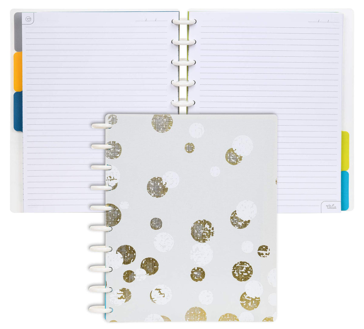 Talia Discbound Notebooks, Planner, Customizable, (Xbounce Gold, Midsize (75In X 975In))