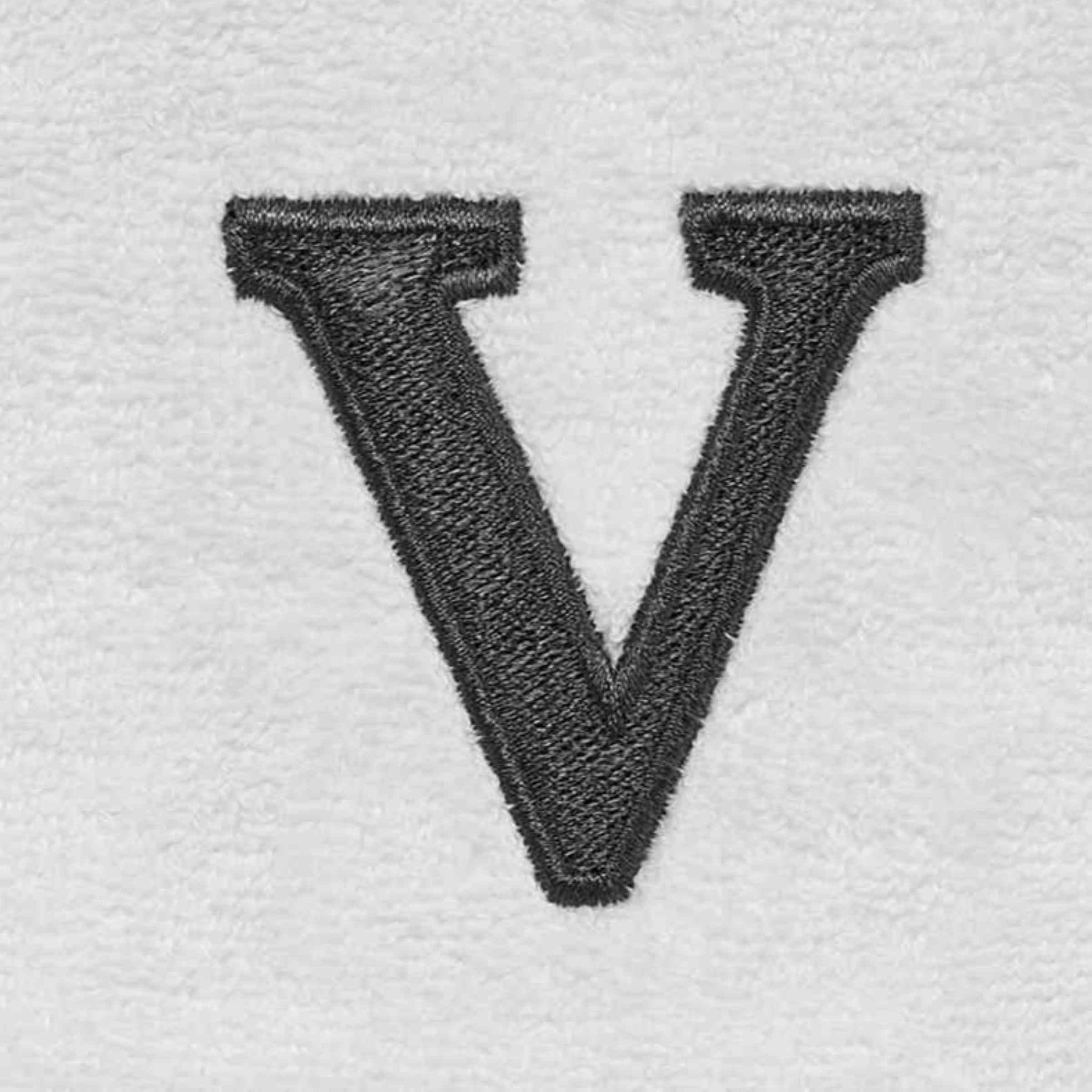 Avanti Linens - Fingertip Towel, Soft & Absorbent Cotton, Embroidered Bathroom Decor (Monogram Collection, Initial V)