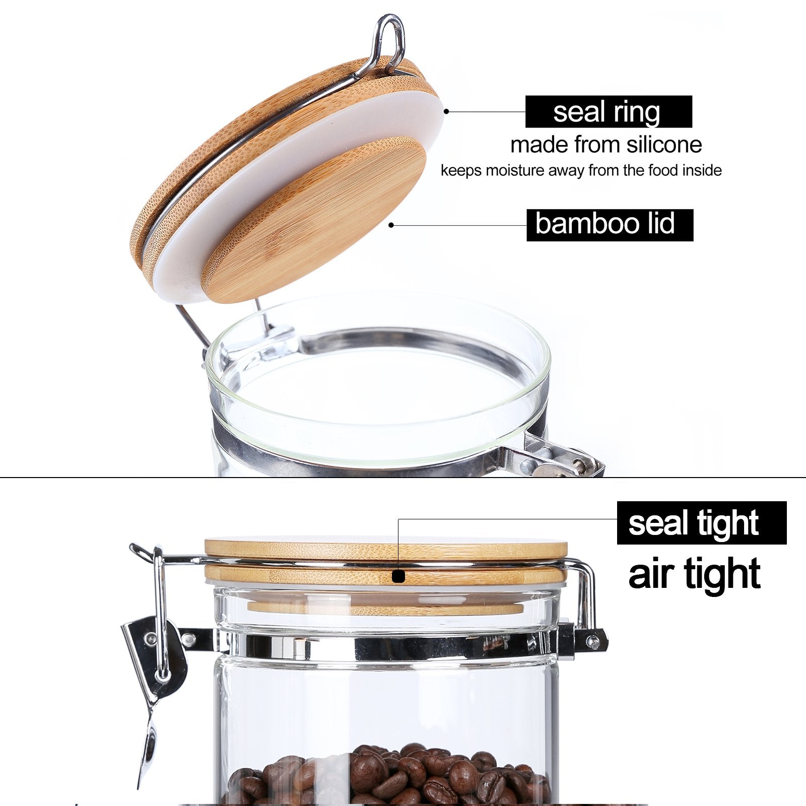 Tall Borosilicate Glass Storage Pasta Storage Containers With Airtight Lids,Spaghetti Jars,Clear Glass Kitchen Canisters,Noodle