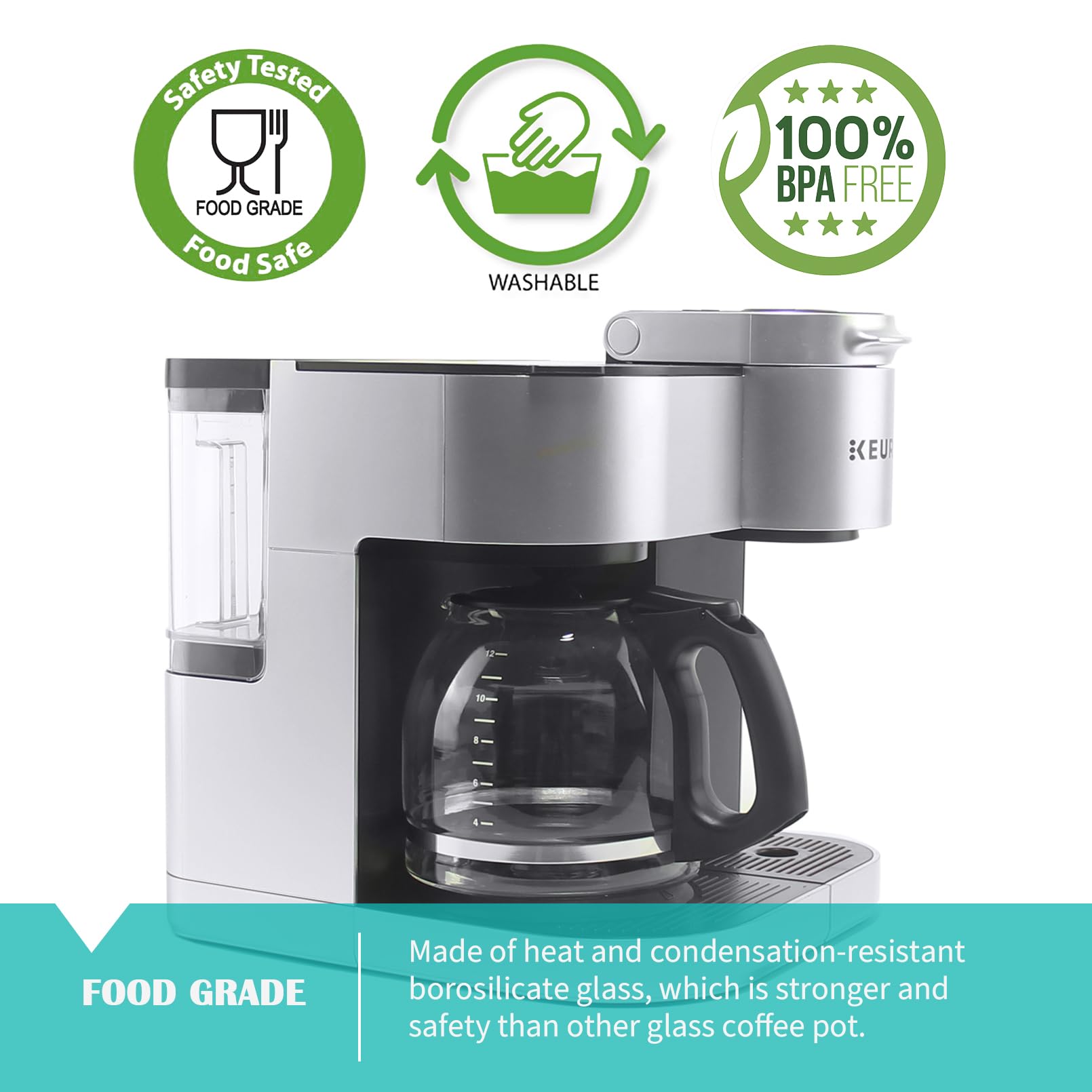 12-Cup Glass Replacement Coffee Carafe Only For Keurig K-Duo Single Serve & Carafe Coffee Maker | Not The K-Duo Essentials Model