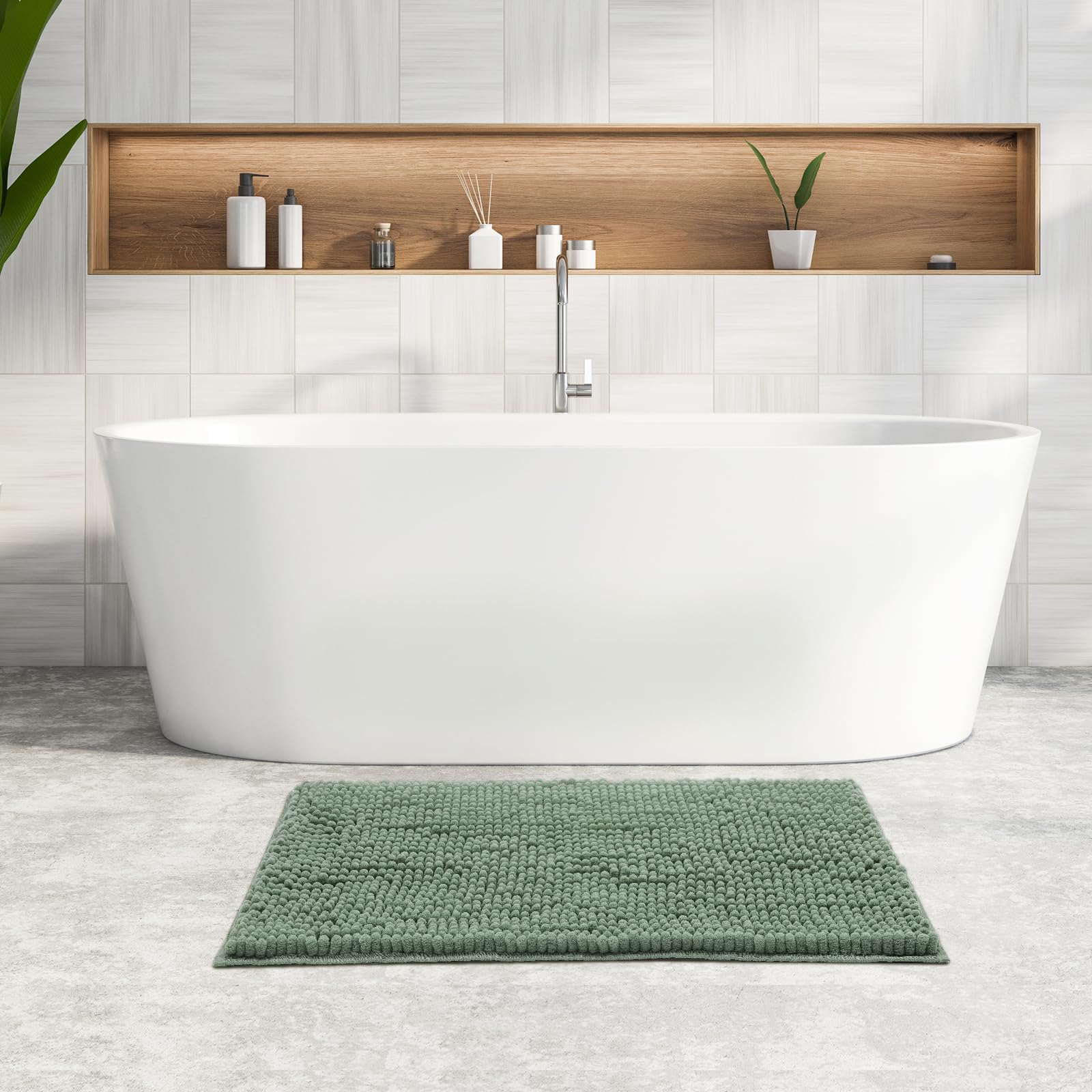 Freshmint Large Chenille Bathroom Rugs Mat 36''X24'', Non-Slip Bath Mat For Bathroom Floor & Bathtub, Washable Shower Shag Bath