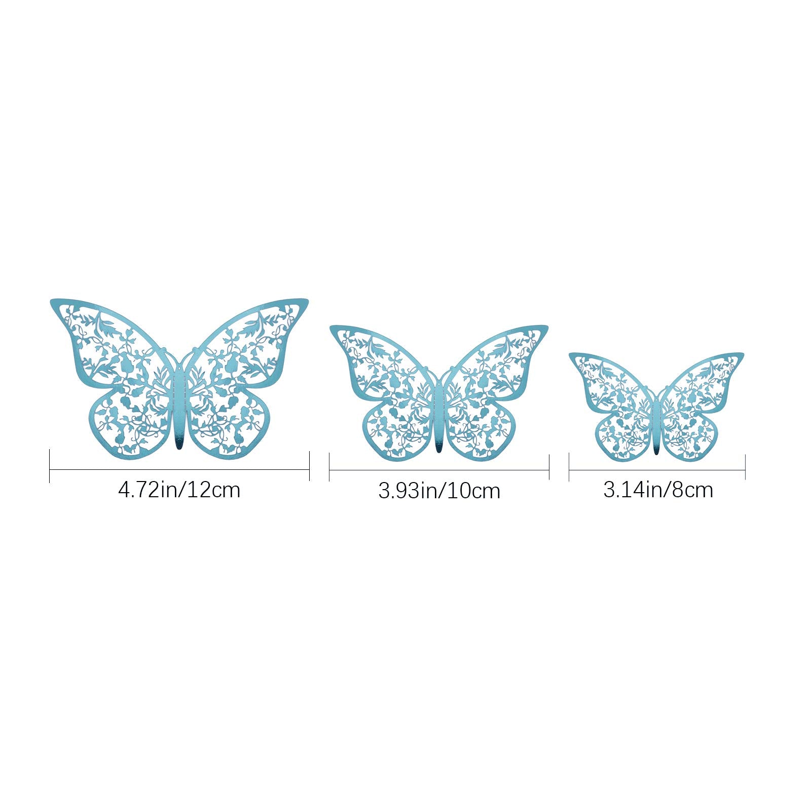 AIEX 24pcs 3D Butterfly Wall Stickers 3 Sizes Butterfly Wall Decals Room Wall Decoration for Bedroom Party Wedding Decors (Indigo)