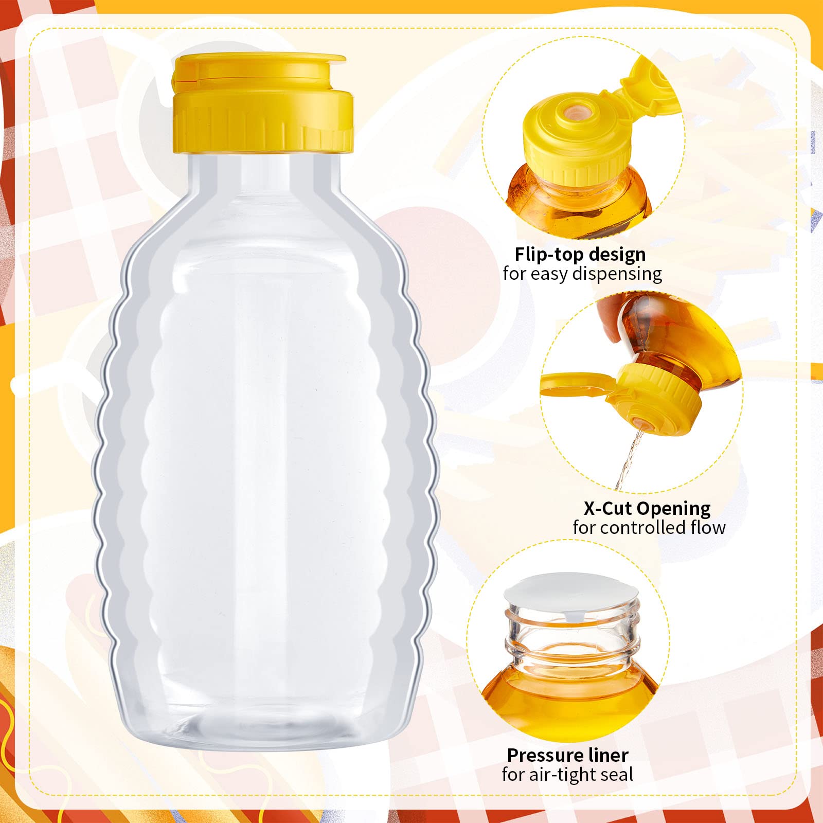 36 Pieces 8/16 Oz Honey Bottles Squeeze Honey Bottles Clear Plastic Honey Bottles Honey Jar Container With 36 Pcs Chalkboard Lab