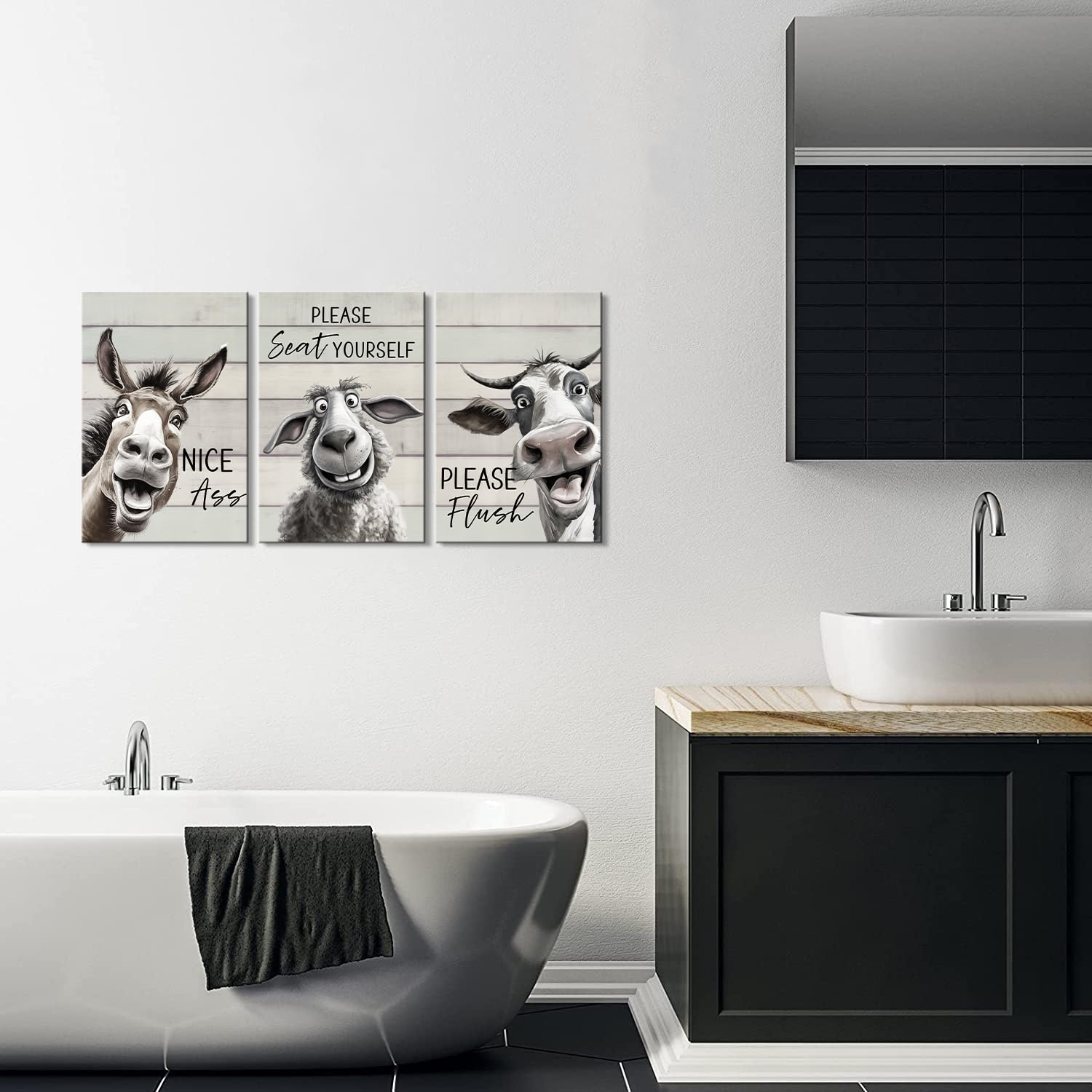 3 Pieces Bathroom Decor Bathroom Wall Decor Funny Bathroom Decor Funny Bathroom Wall Art Funny Bathroom Signs Animal Bathroom Wa