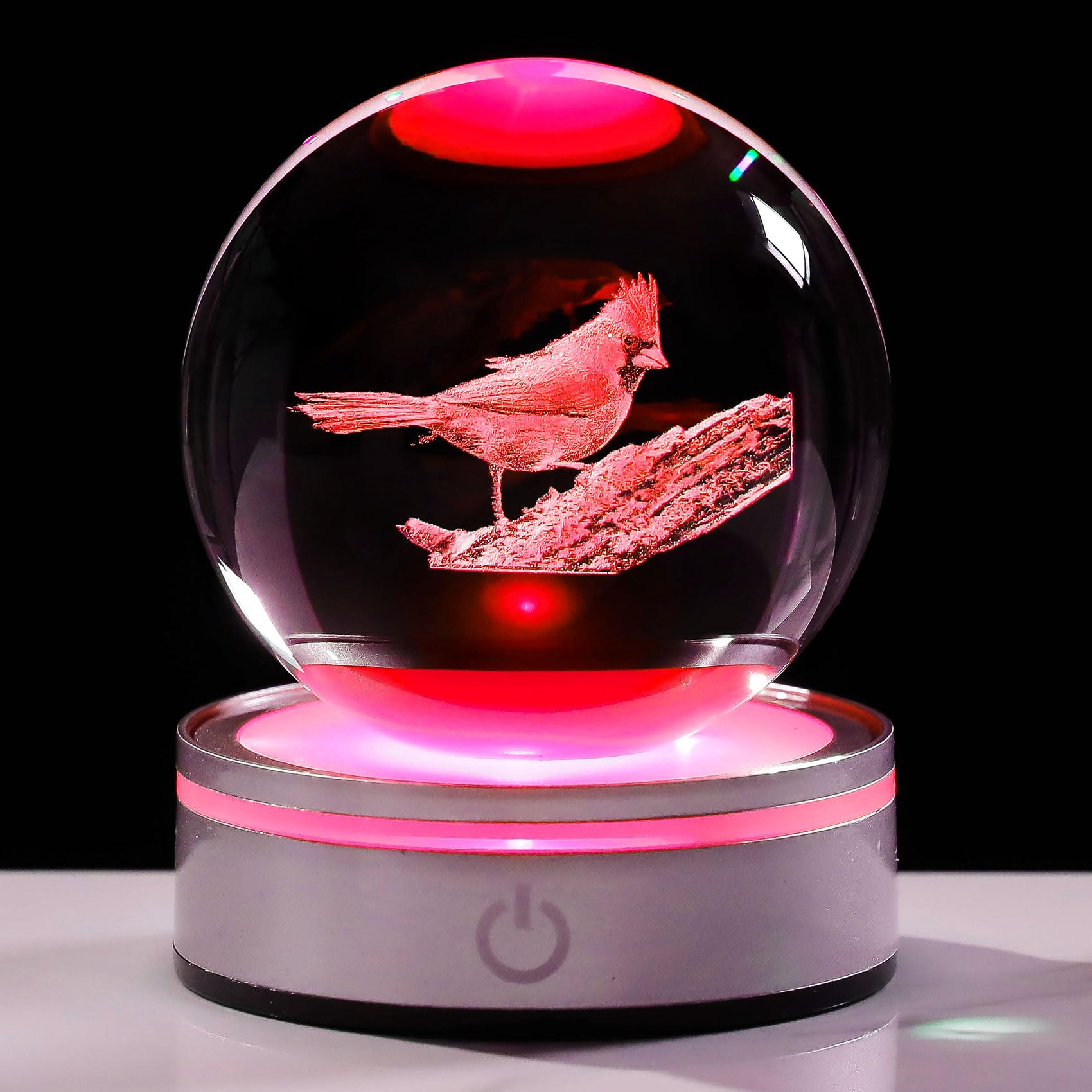 Movdyka 3D Crystal Ball Red Cardinal Gifts for Women Men, Cardinal Memorial Gifts for Loss of Loved One, Laser Engraved Red Bird