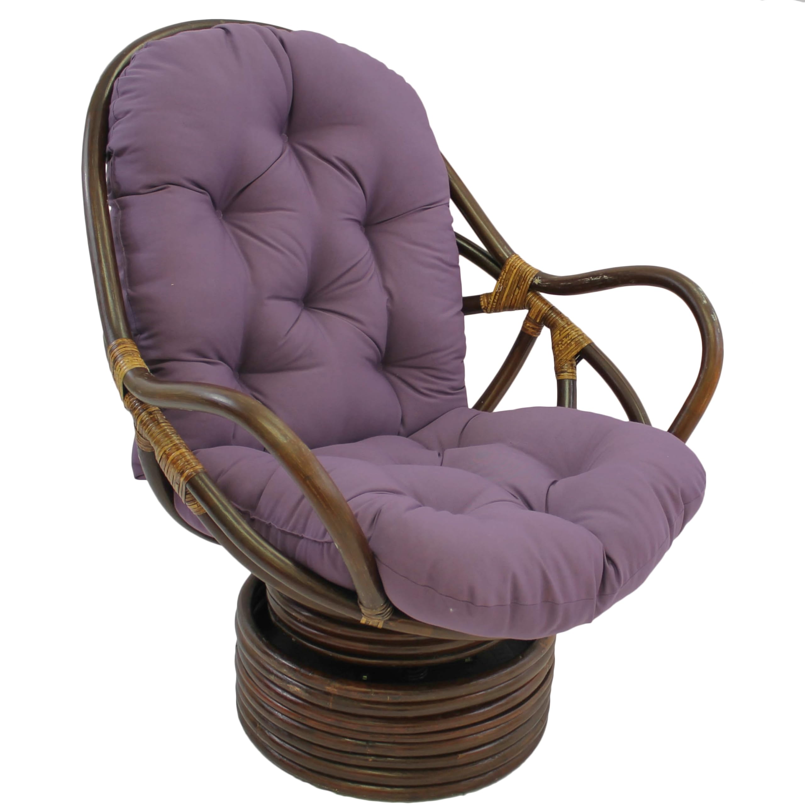 Blazing Needles Solid Twill Swivel Rocker Chair Polyester Cushion, 48'' X 24'', Grape