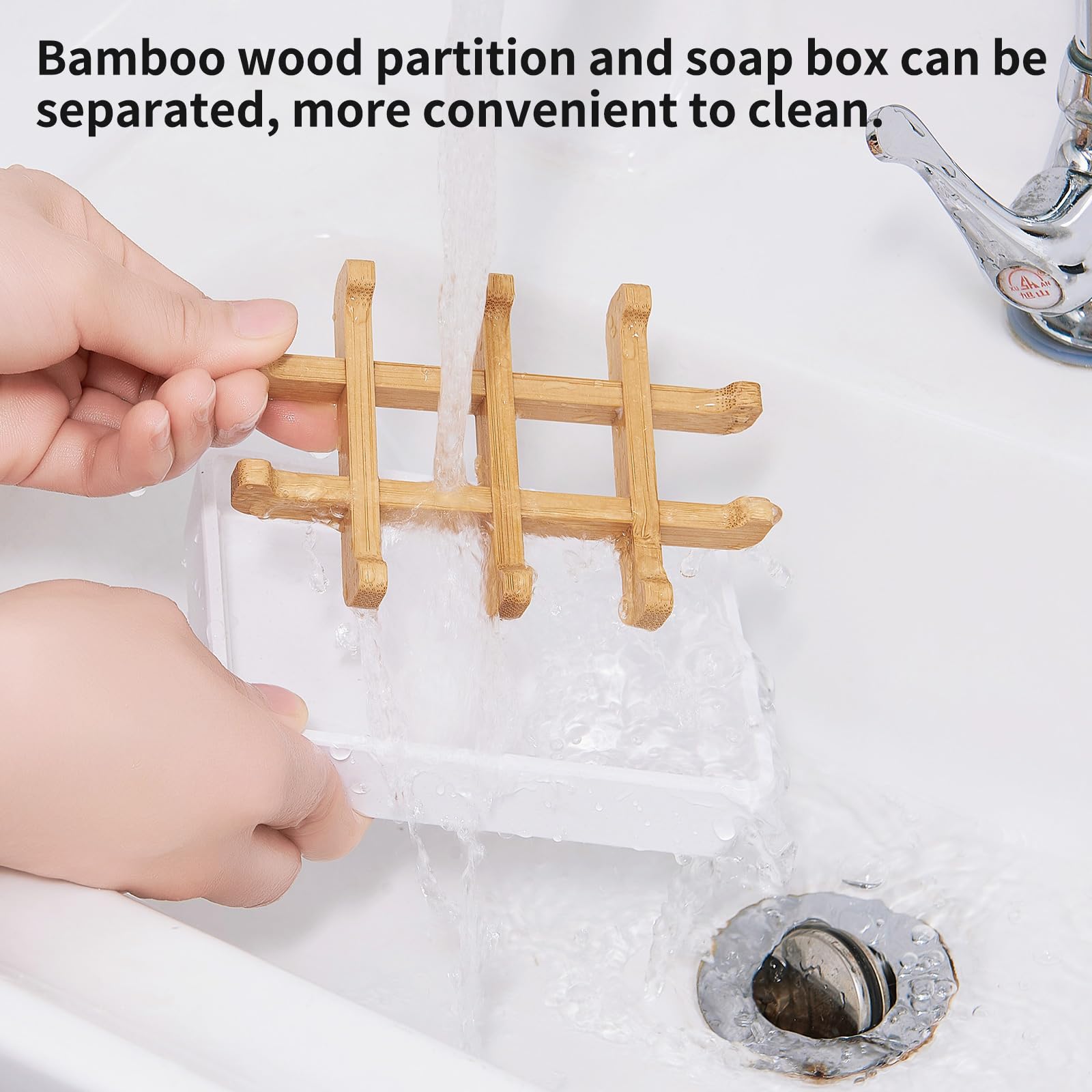 Bamboo Soap Dishes For Shower Wooden Soap Bar Holder For Bathroom Soap Tray Easy To Clean, Durable And With Non-Slip Pads(Two Wh
