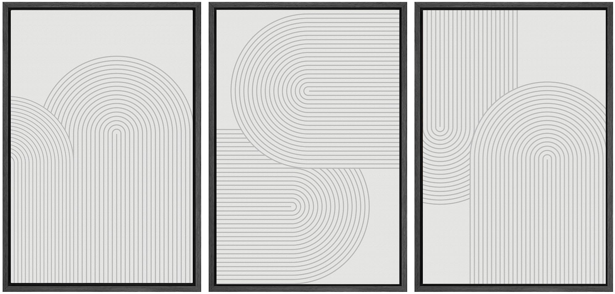 Signwin Framed Canvas Print Wall Art Set Geometric Duotone Futuristic Arches Shapes Abstract Illustrations Modern Art Decorative