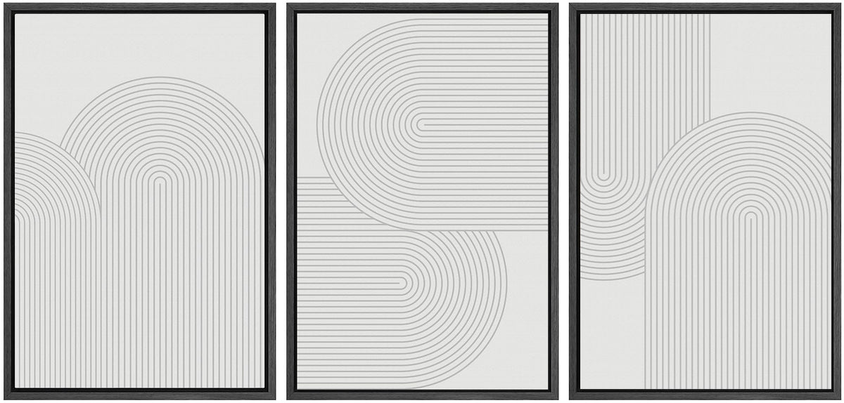 Signwin Framed Canvas Print Wall Art Set Geometric Duotone Futuristic Arches Shapes Abstract Illustrations Modern Art Decorative