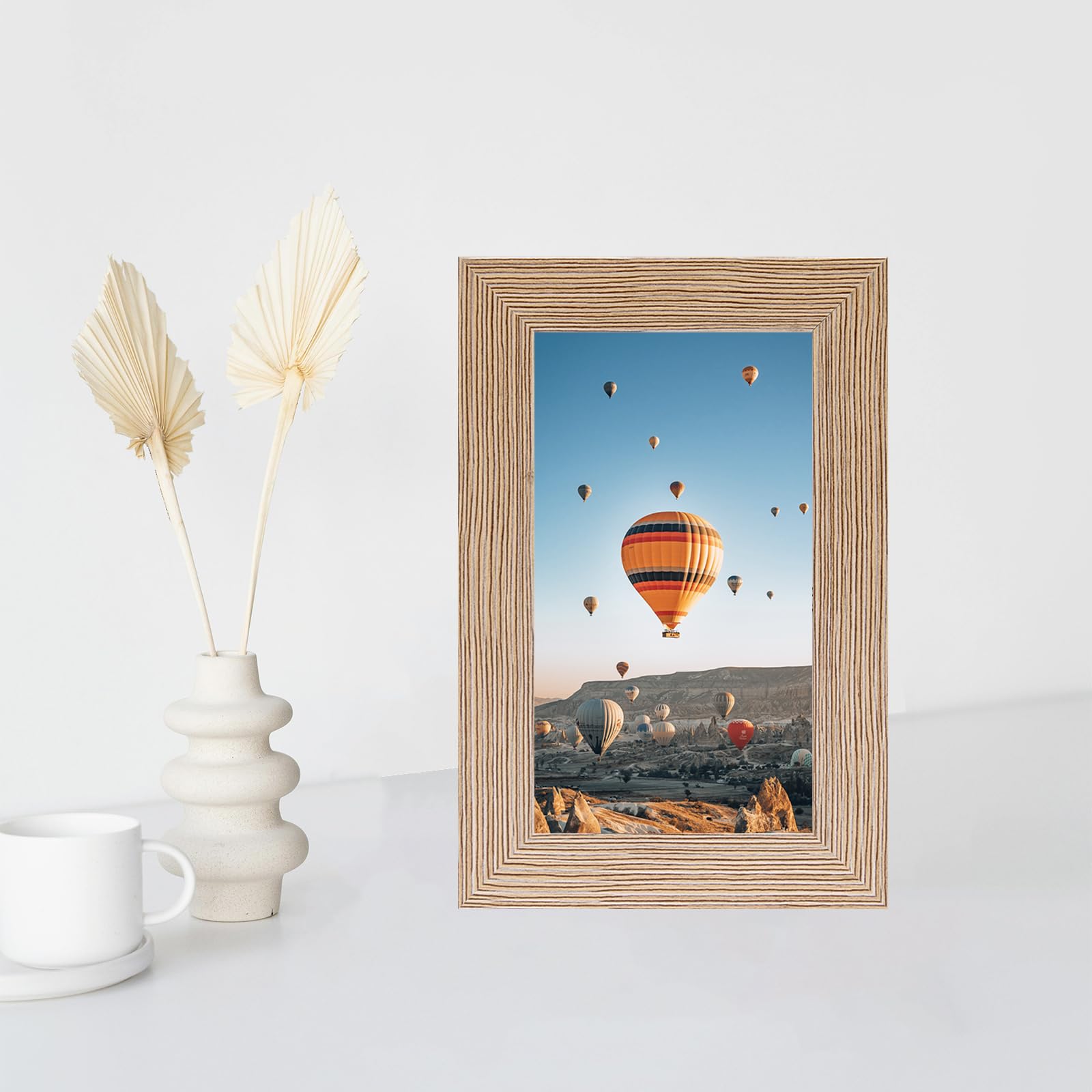 JCJMY 3x5 Picture Frame for Tabletop, 3 x 5 Photo Frame with Shatter Resistant Plexiglass, Sturdy 3 by 5 Poster Frame, Rustic Br