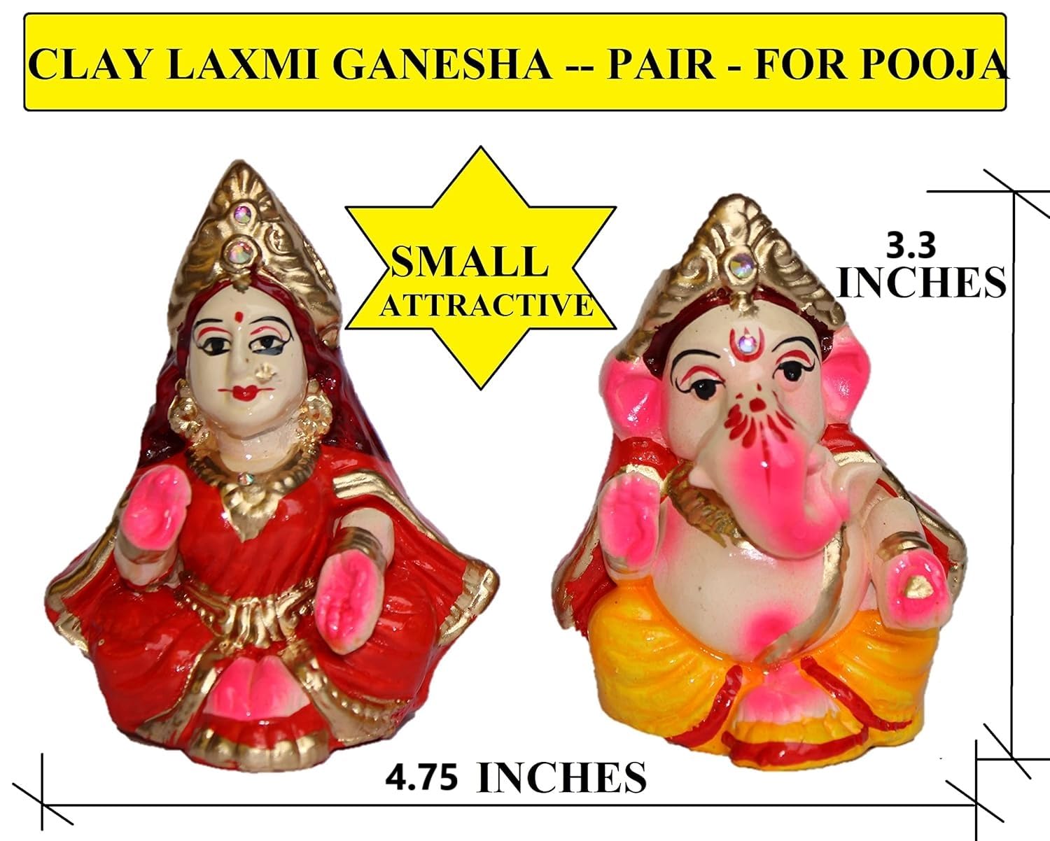 Berrycrave Small Laxmi Ganesh Murti For Diwali Puja Lakshmi Ganapati Murti For Home Office Diwali Puja Religious God | Handmade