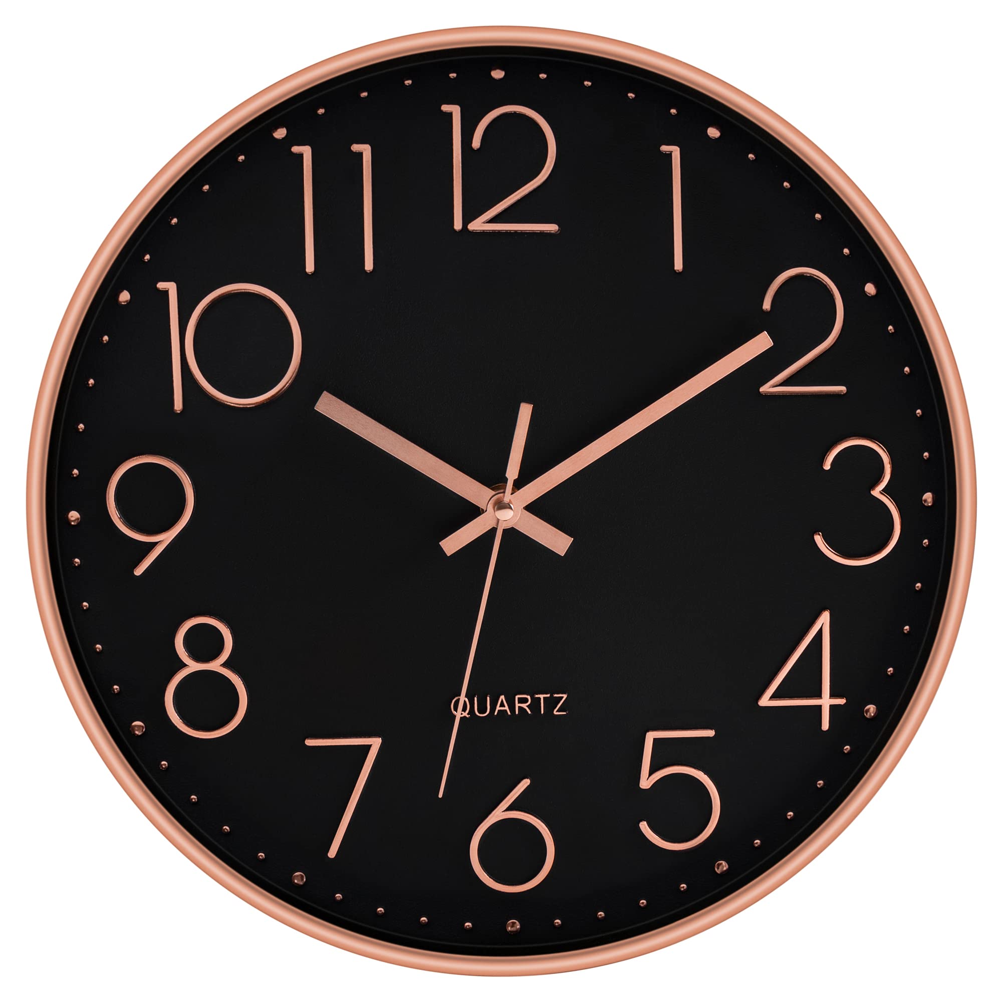 Foxtop Modern Decorative Wall Clock, Silent Non-Ticking Quality Quartz Battery Operated Round Easy To Read For Home Office Schoo