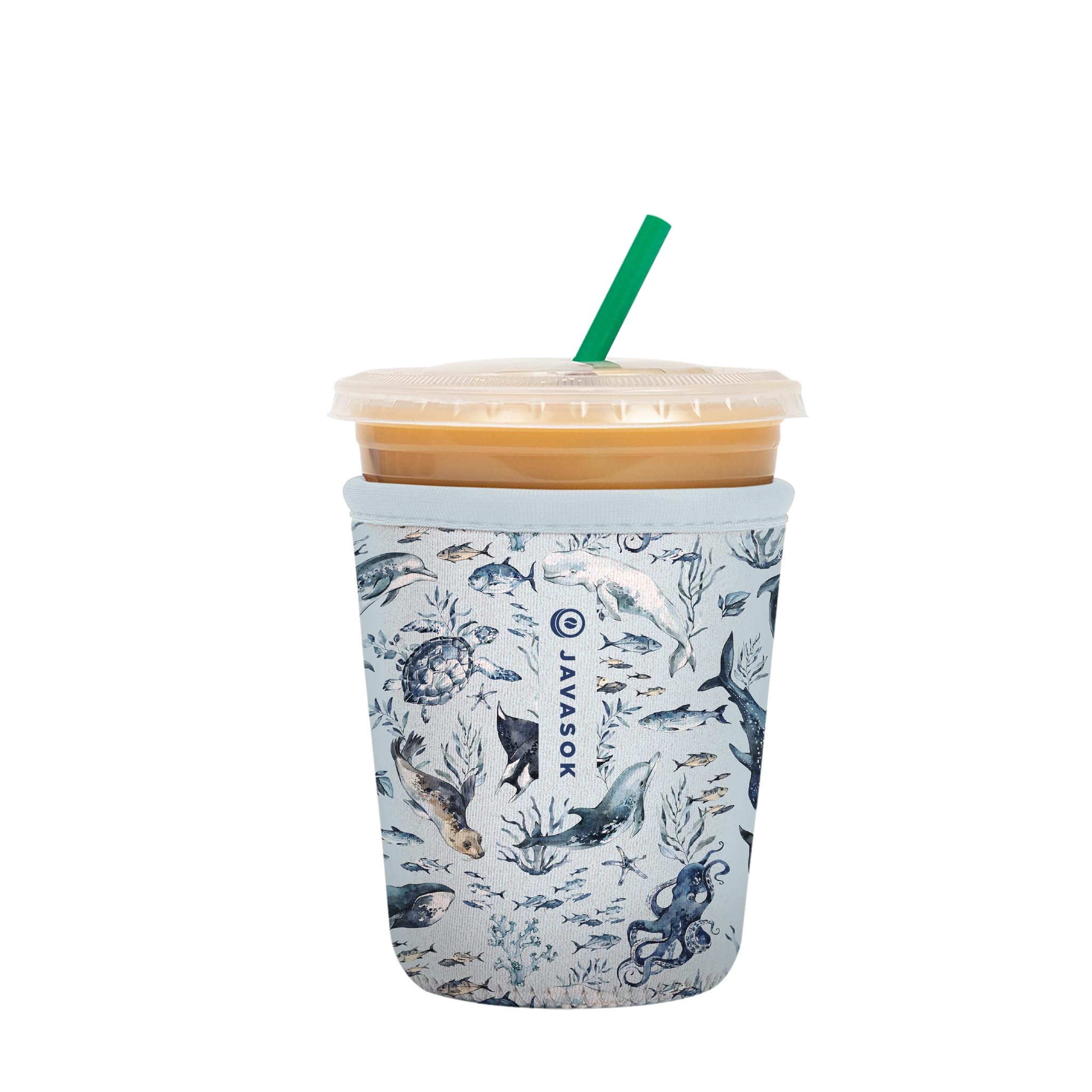 Sok It JavaSok Iced Coffee & Cold Soda Insulated Neoprene Cup Sleeve (Ocean Echo, Medium: 22-28oz)