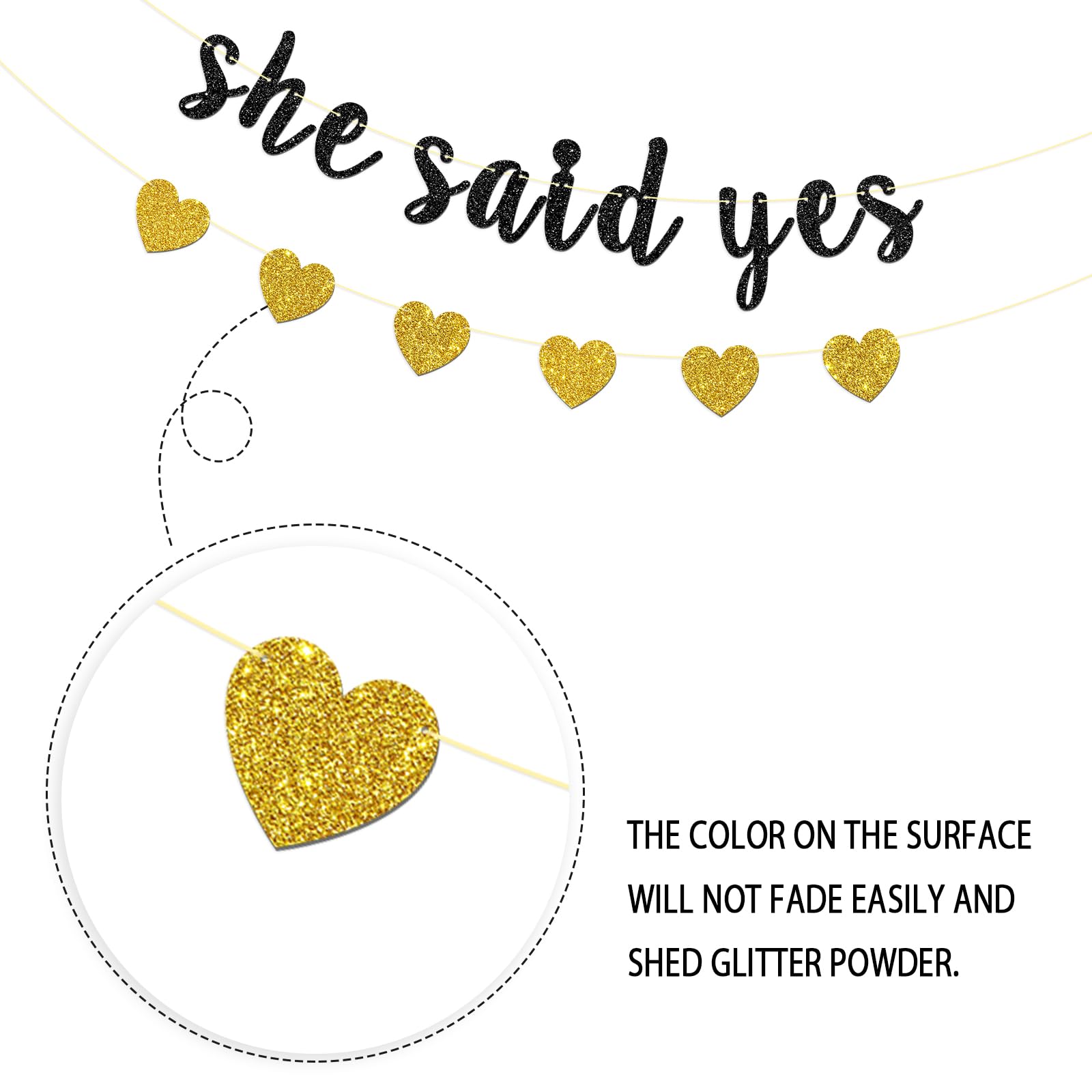 Dill-Dall She Said Yes Banner, Just Engaged, Happy Engagement Party Hanging Decor, Glittery Bachelorette Bride To Be Party Decor