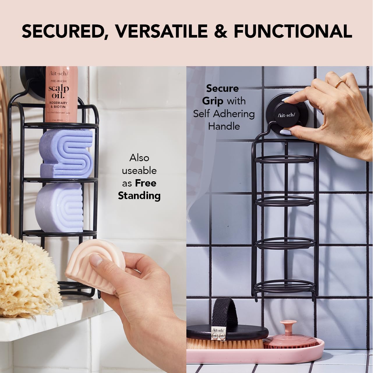 Kitsch Bar Soap Holder For Shower Wall, Rust Proof Self Draining Soap Dish For Shower With Strong Suction Cup, Stainless Steel S