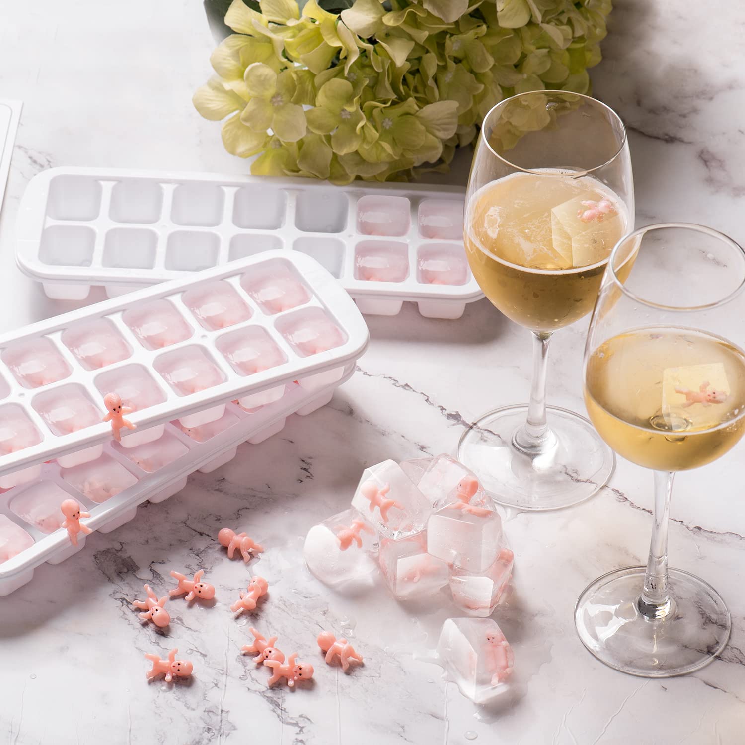 Zjjzgyxintai My Water Broke Baby Shower Game With 80 Mini Plastic Babies, 3 Ice Cube Trays And 1 Sign, Used For Baby Shower Game